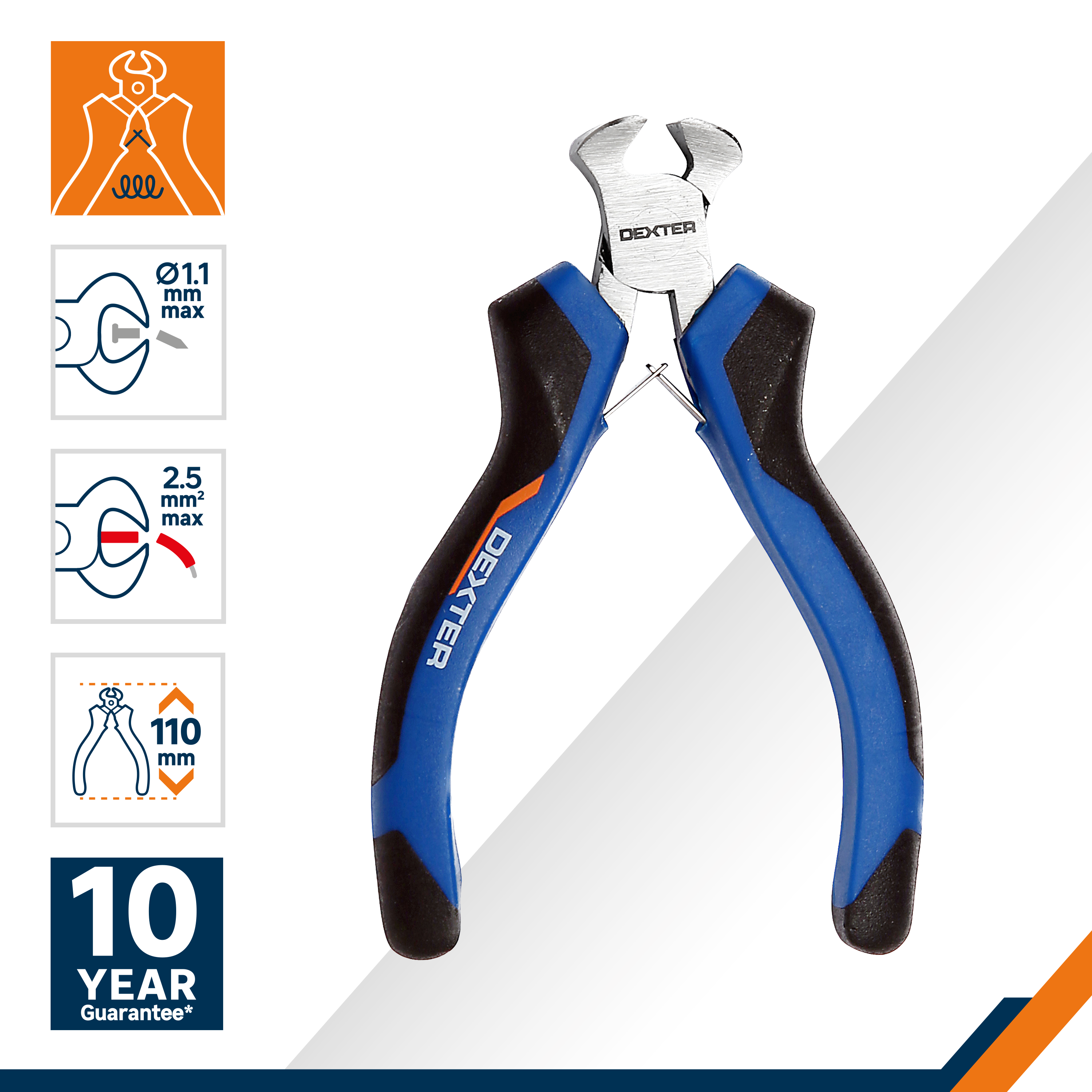 Pince coupante sans protection électrique DEXTER 856496, 80 mm - 2