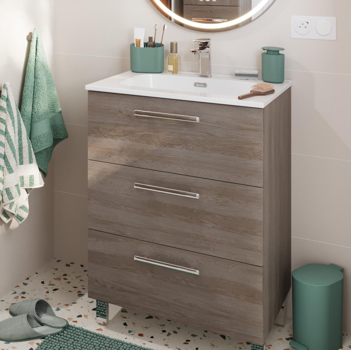 Mueble de baño con lavabo Remix2 roble gris 60x45 cm - 4