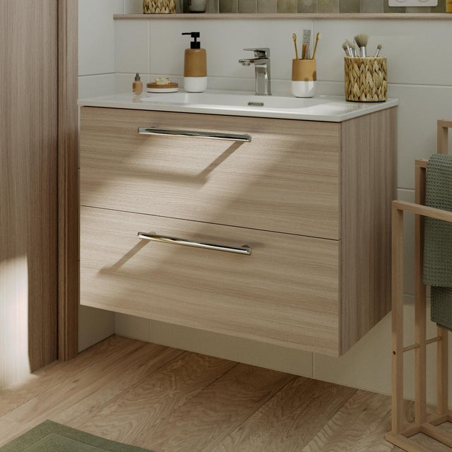 Mueble de baño con lavabo Remix2 roble claro 80x45 cm