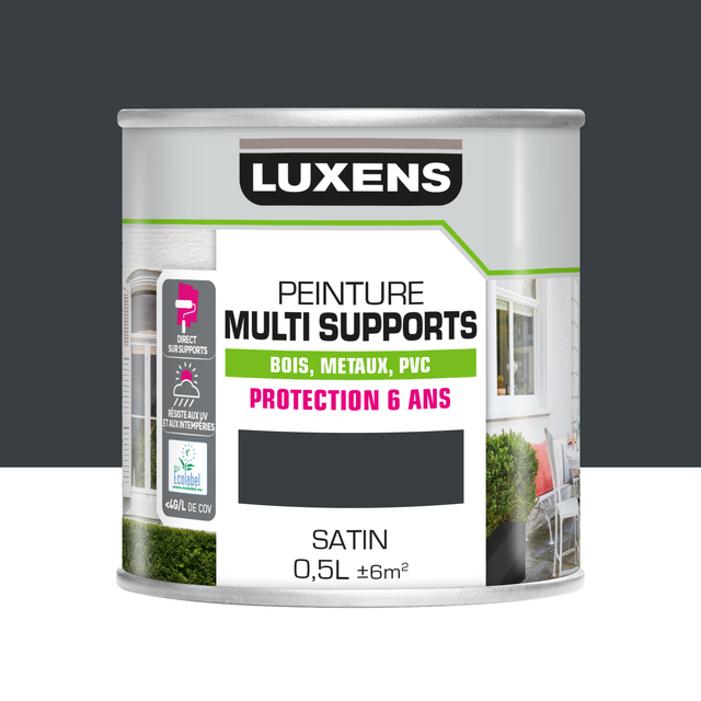 Peinture extérieure bois, fer, plastique LUXENS gris anthracite satiné 0.5l