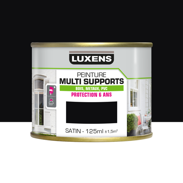 Peinture extérieure bois, fer, plastique LUXENS noir satiné 125ml