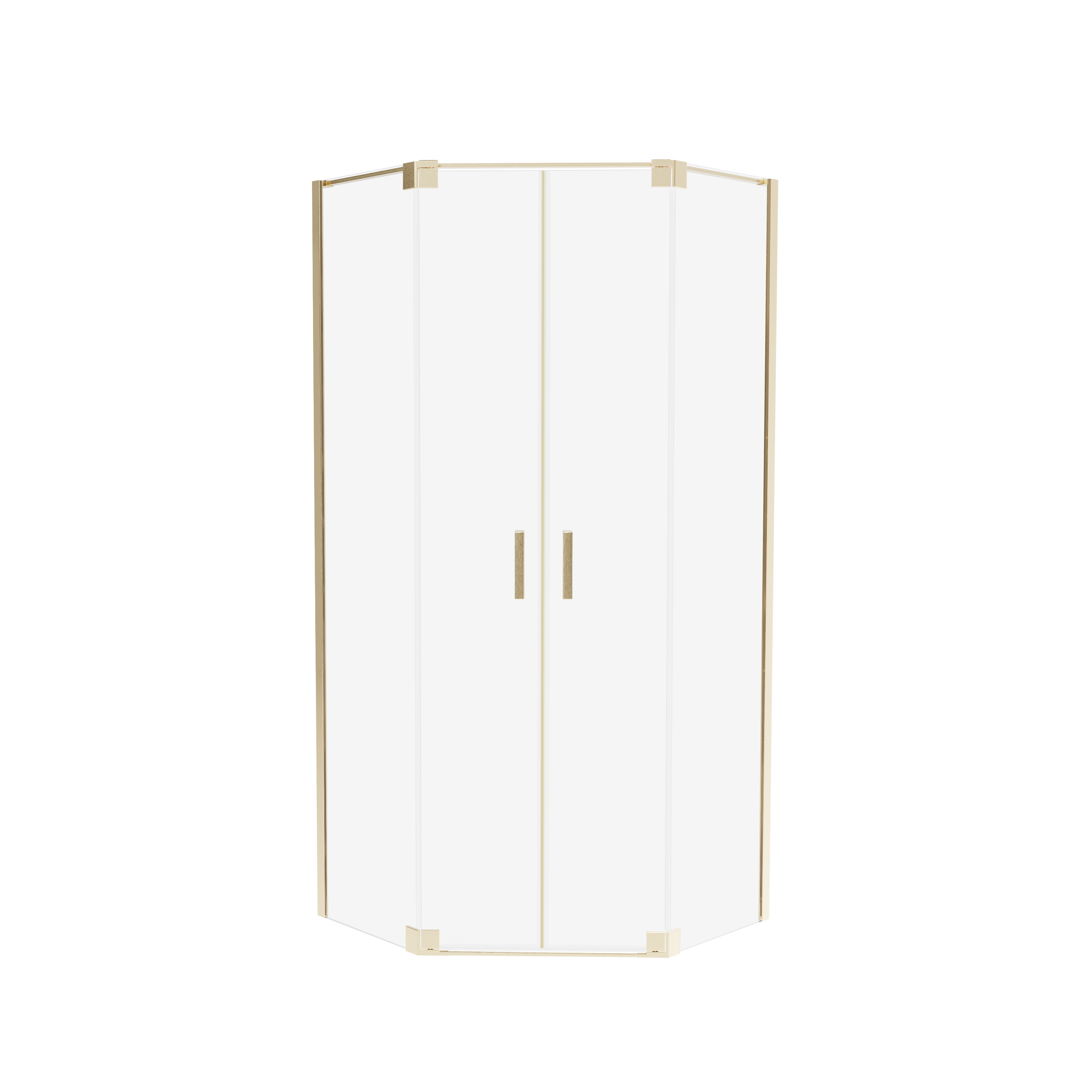 Kabina pięciokątna Swing 80x80x200 cm podwójne drzwi uchylne Gold Brushed Wellneo