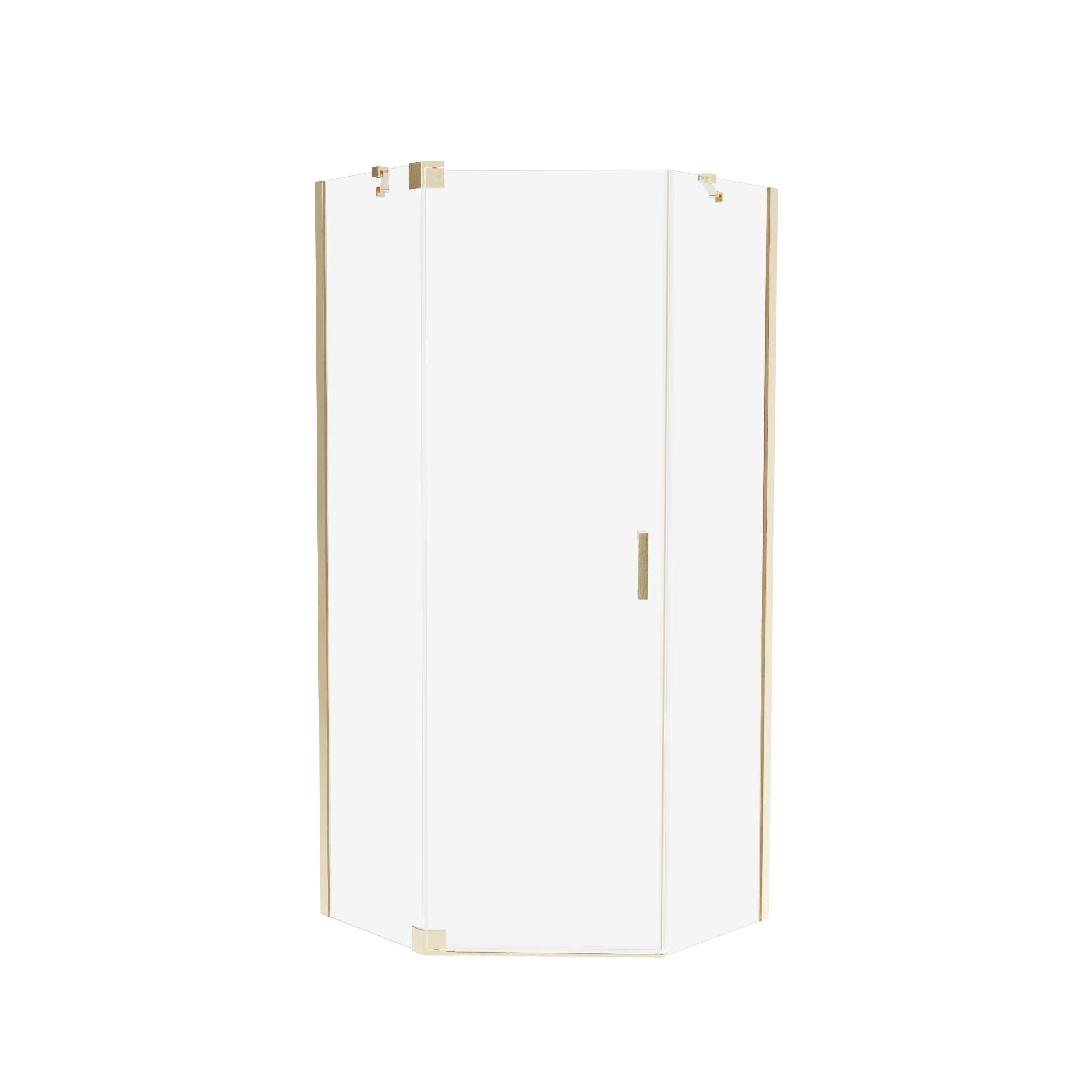 Kabina pięciokątna Swing 80x80x200 cm pojedyncze drzwi uchylne Gold Brushed Wellneo