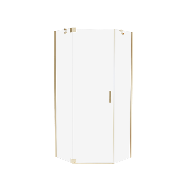 Kabina pięciokątna Swing 80x80x200 cm pojedyncze drzwi uchylne Gold Brushed Wellneo 
