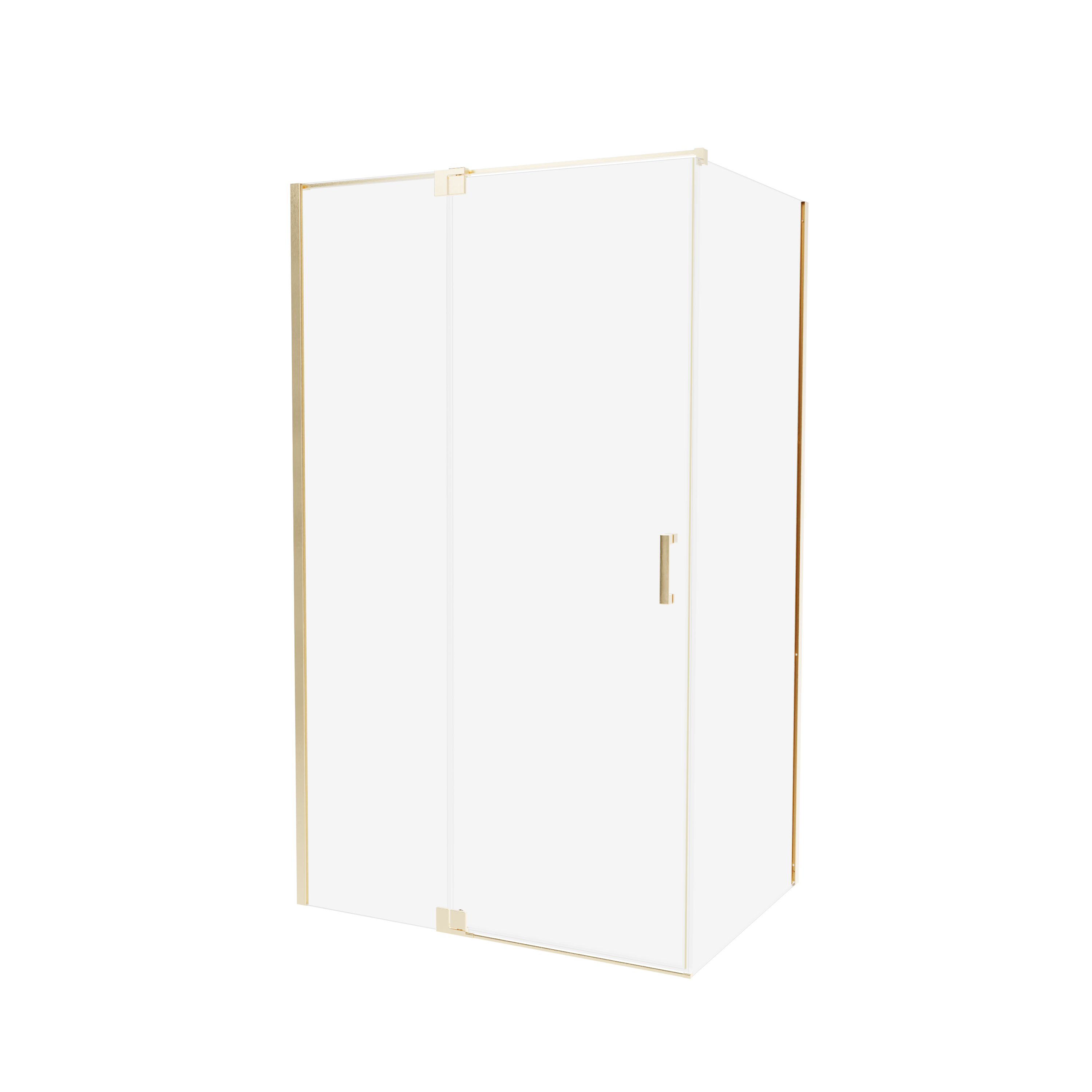 Kabina prysznicowa narożna Swing Gold Brushed 110x90x200 cm szkło transparentne Wellneo