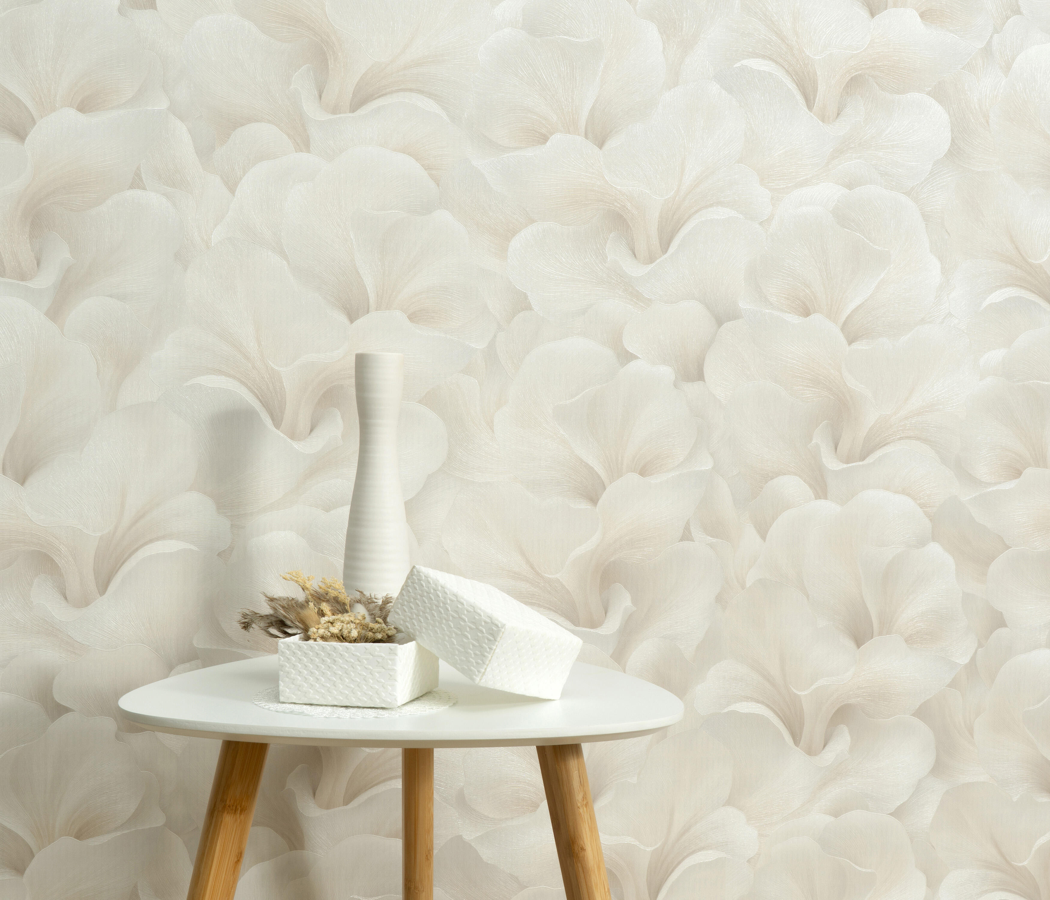 Papier Peint Intissé Fleurs Tadessi M1-No.2953 – Beige Crème, Floral Classique, 5,33 M²