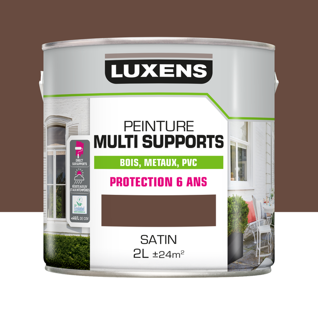 Peinture extérieure bois, acier, inox LUXENS moka 3 satiné 2l