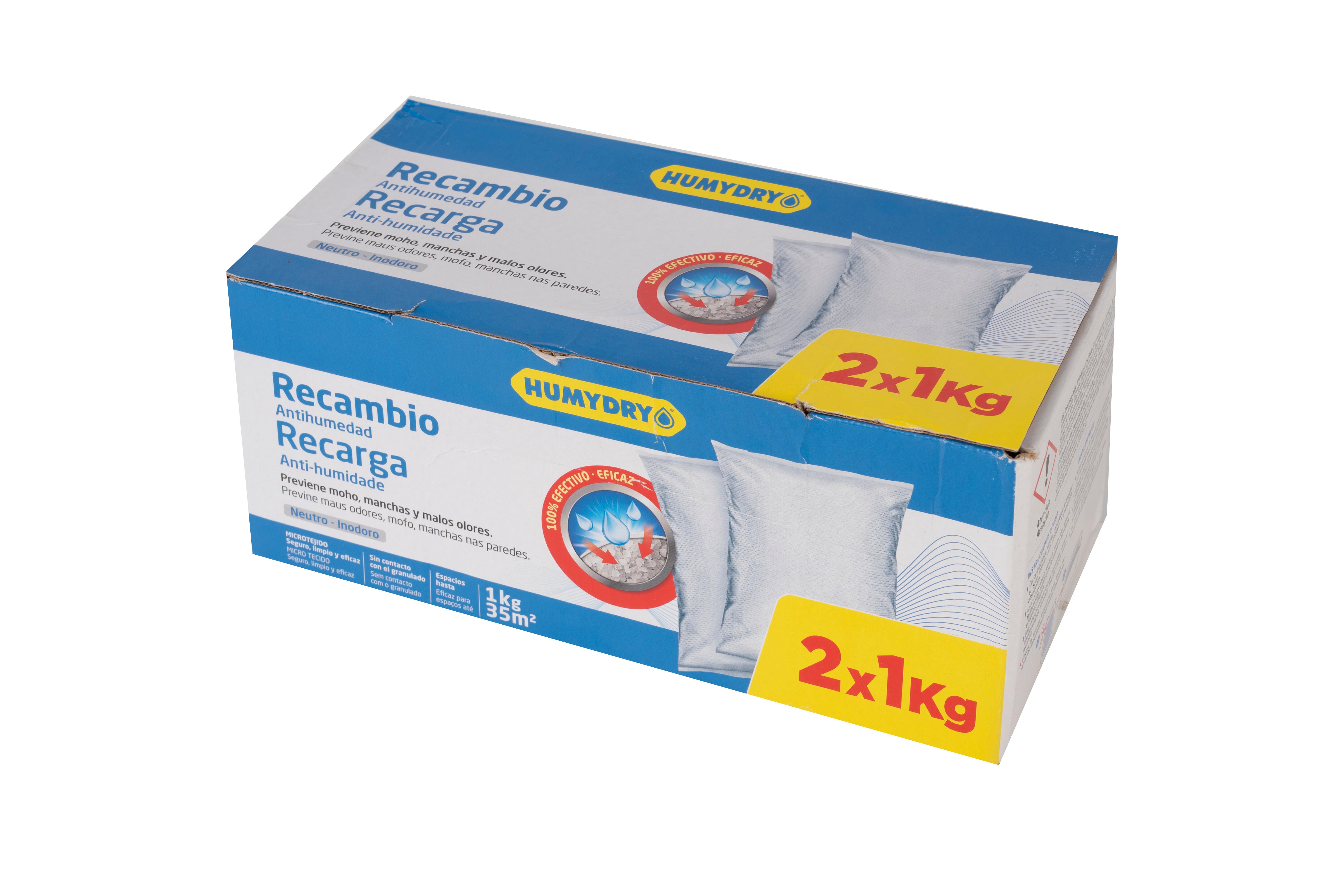 Kit de absorción de humedad  Magnum HUMYDRY 2 kg para uso en estancia hasta 35m2. Perfume neutro. 1 recarga en bolsa. 3.5 x 28 x 16 cm. Vida útil 4 semanas. - 4