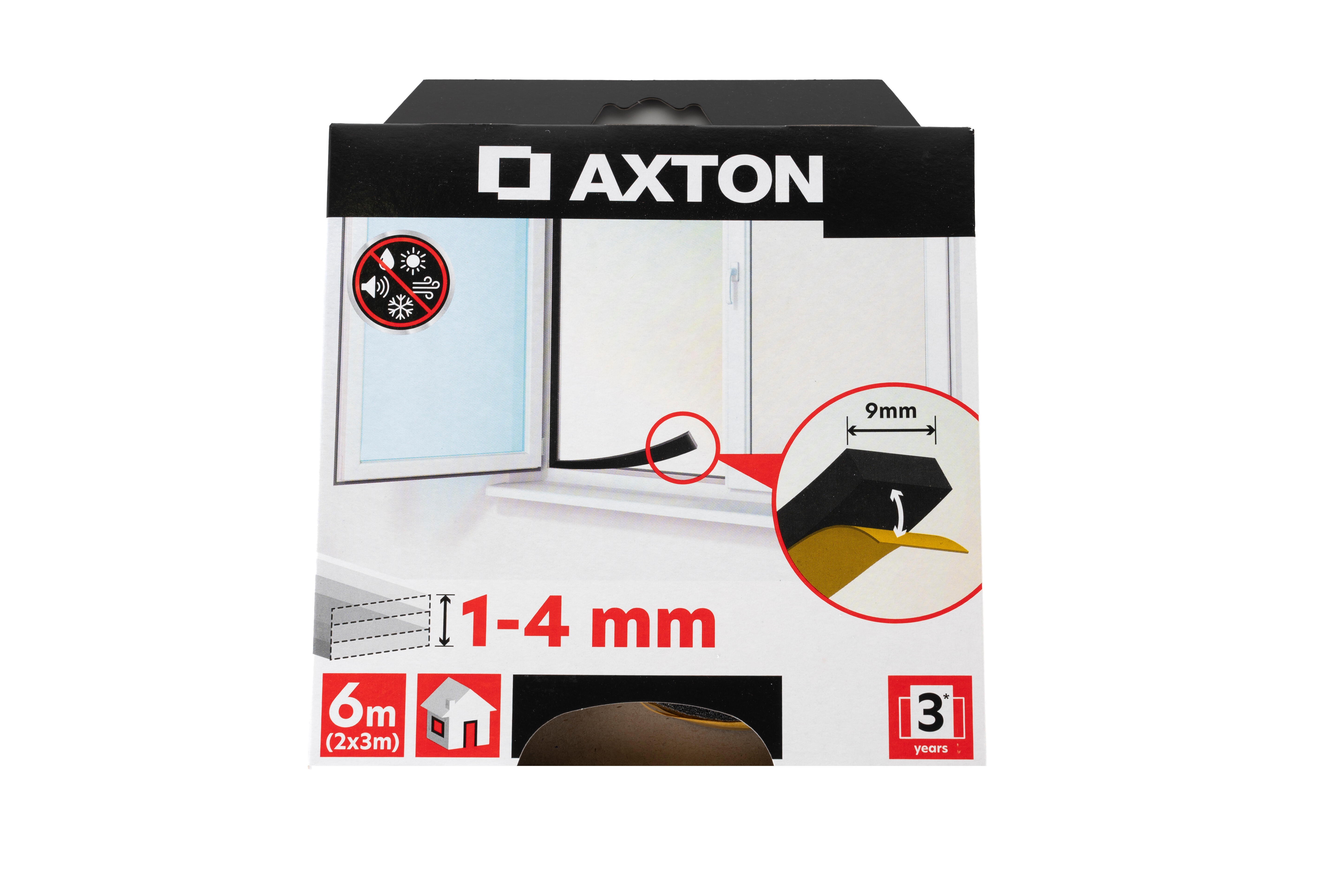Fita de calafetagem AXTON ESPUMA 1-4MMX6M PRETO - 8