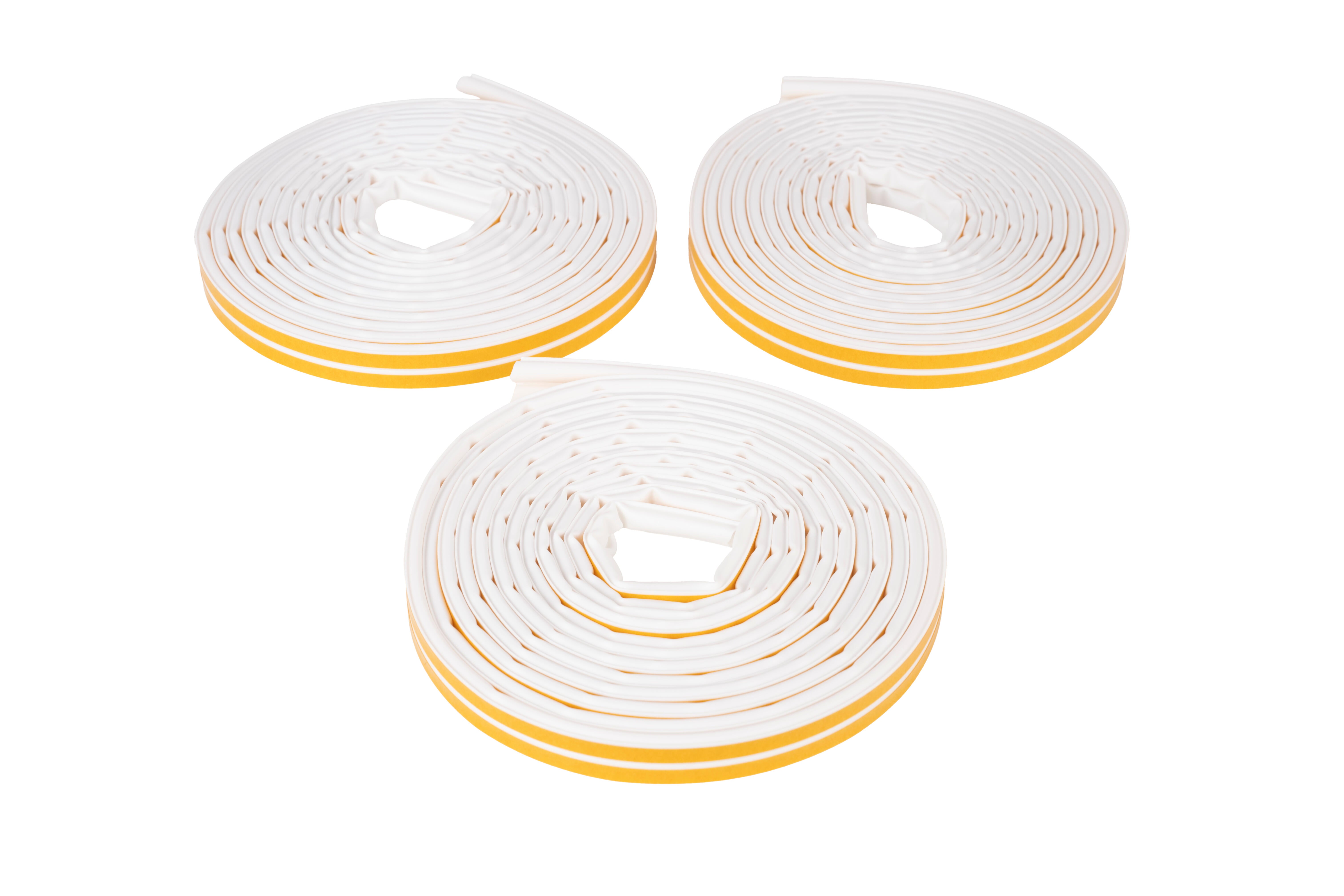 Burlete para ventanas y puertas AXTON adhesivo en color blanco,  9 mm de anchura x 25 m de longitud. Impide el paso del agua. Perfil junta O. Recortable. Tipo de instalación encolado. - 2