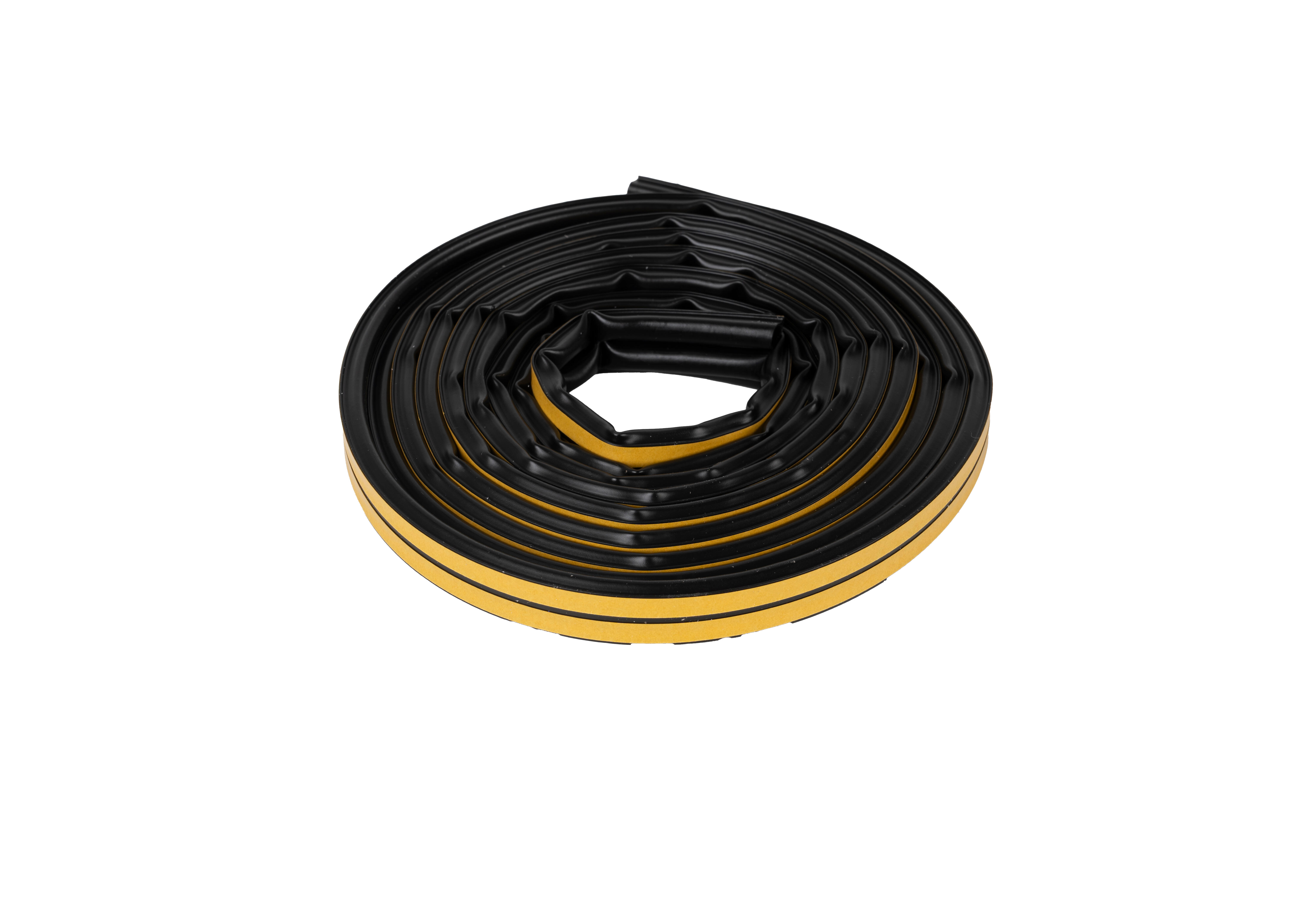 Burlete para ventanas y puertas AXTON adhesivo en color negro, 9 mm de anchura x 6 m de longitud. Impide el paso del agua. Perfil junta O. Recortable. Tipo de instalación encolado. - 3