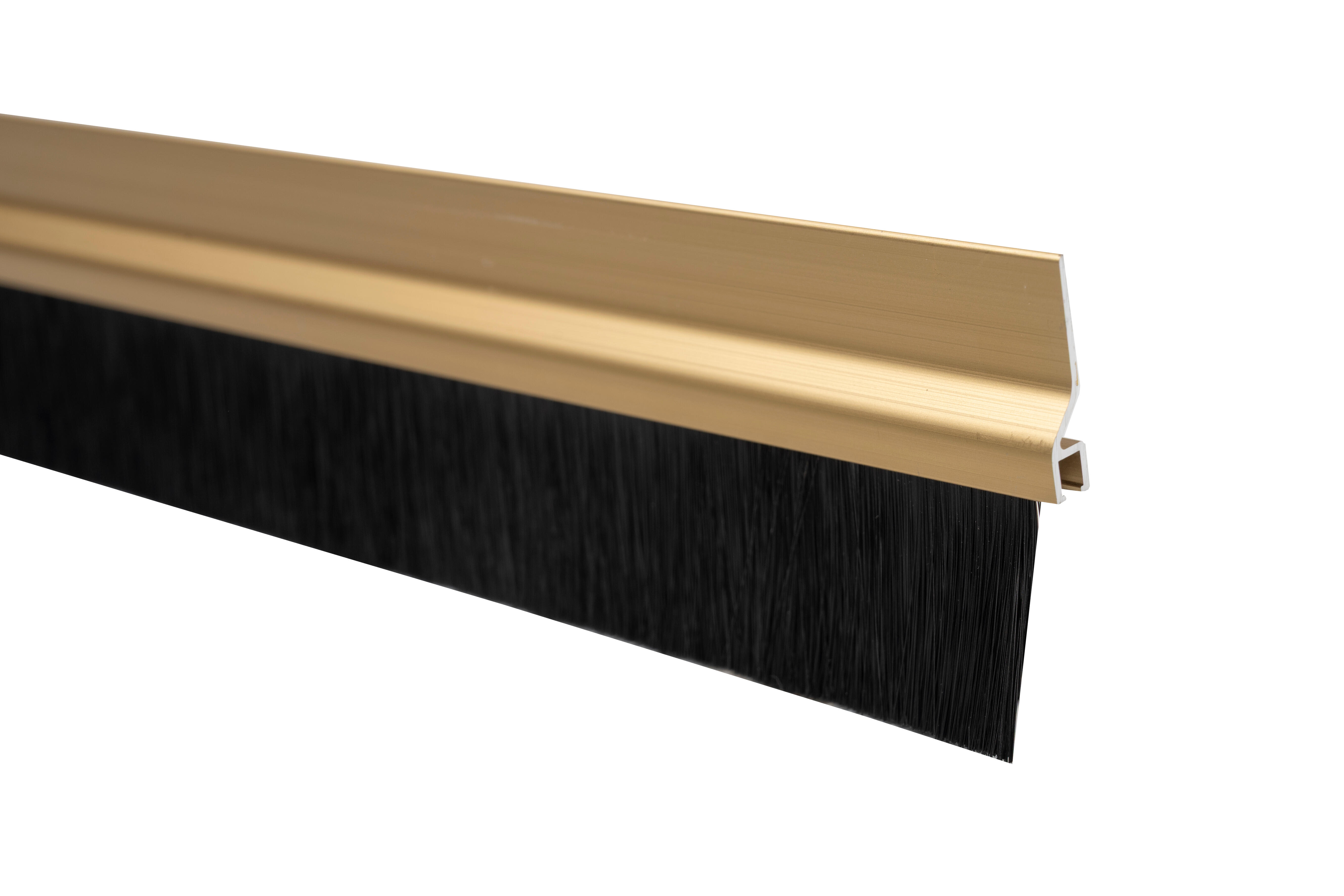 Burlete de puerta adhesivo interior BURCASA aluminio en color amarillo/dorado, 10 mm de espesor x 6.5 cm de altura x 125 cm de longitud. Perfil junta plano. Recortable. Tipo de instalación atornillar. - 2