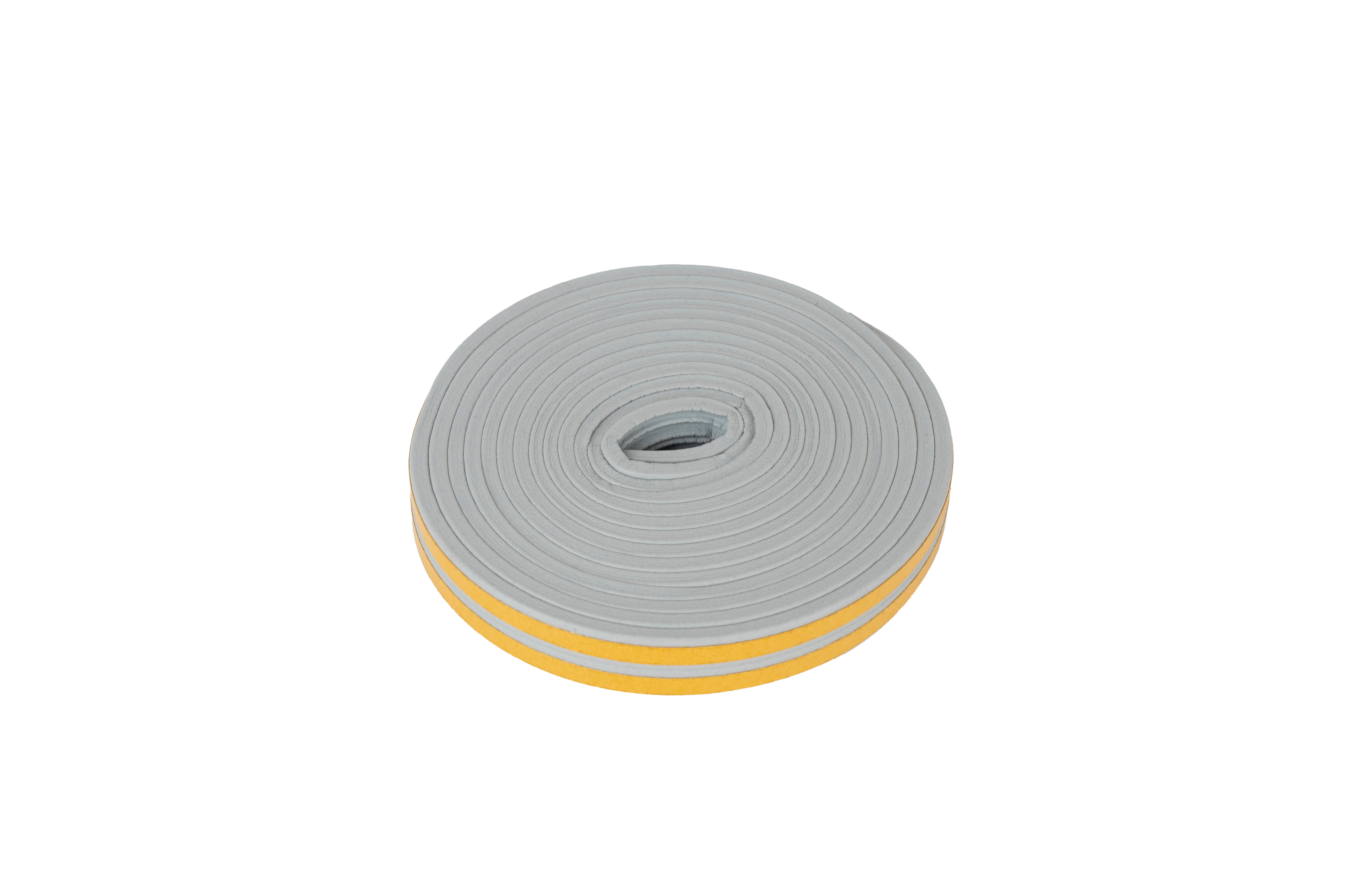 Burlete para ventanas y puertas BURCASA caucho en color gris, 4 mm de anchura x 6 m de longitud. Impide el paso del agua. Perfil junta E. Recortable. Tipo de instalación encolado. - 3