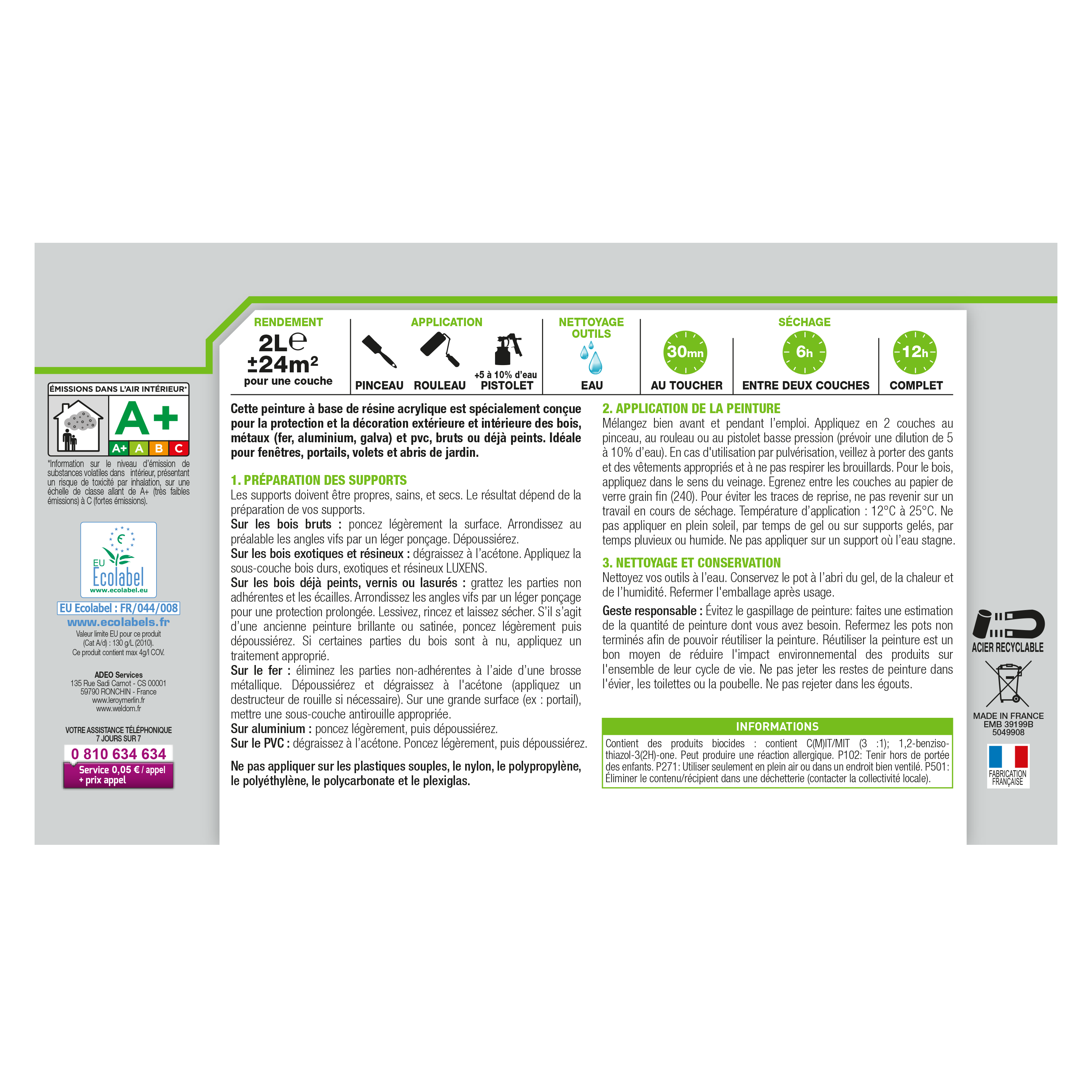 Peinture extérieure bois, fer, plastique LUXENS gris anthracite satiné 2l - 3