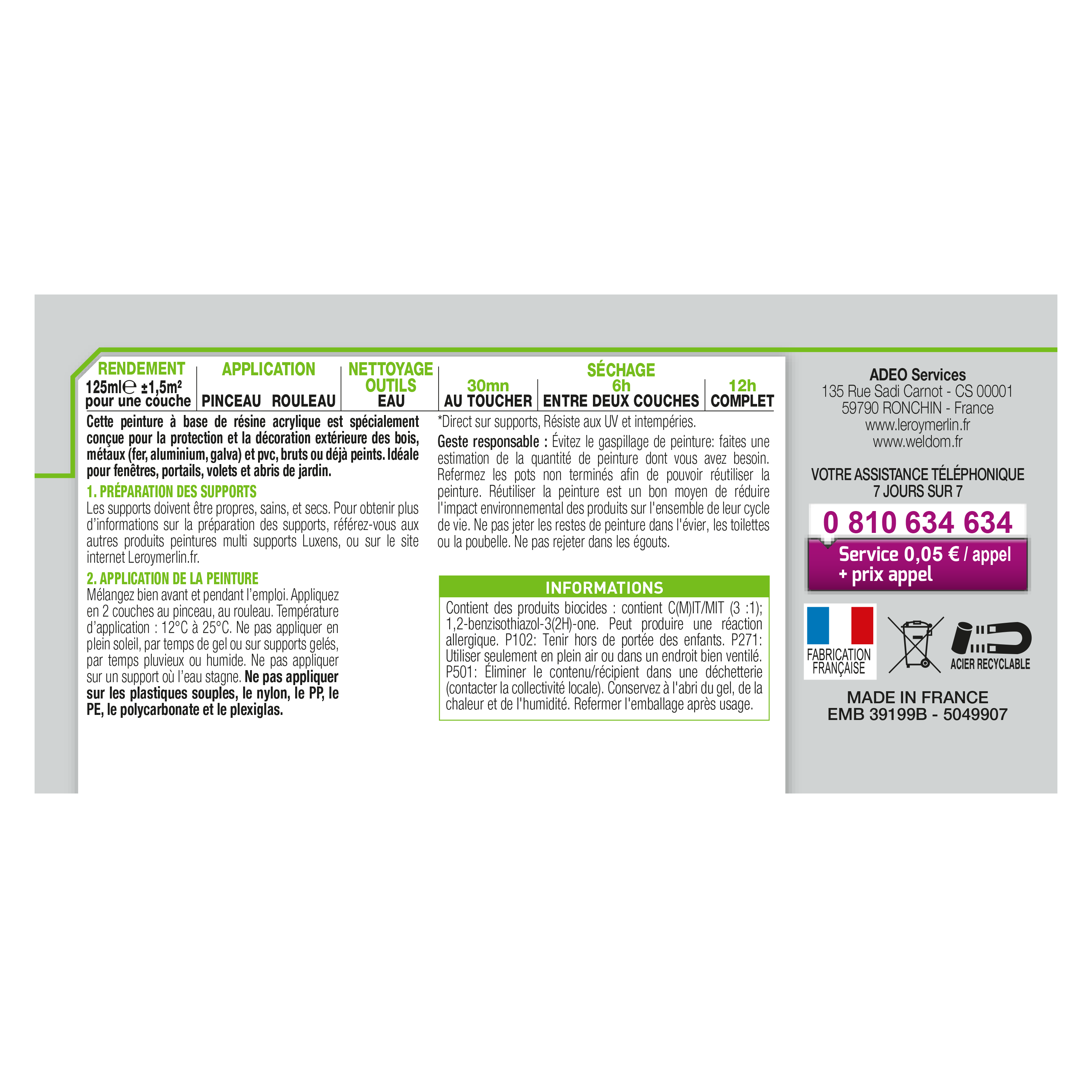 Peinture extérieure bois, fer, plastique LUXENS moka 3 satiné 125ml - 4