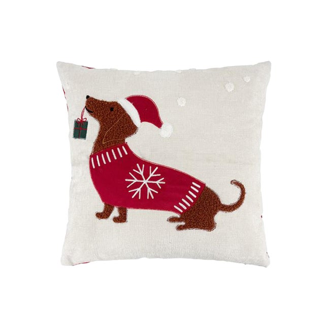 Coussin Harvey, rouge, crème et marron l.45 x L.45 cm