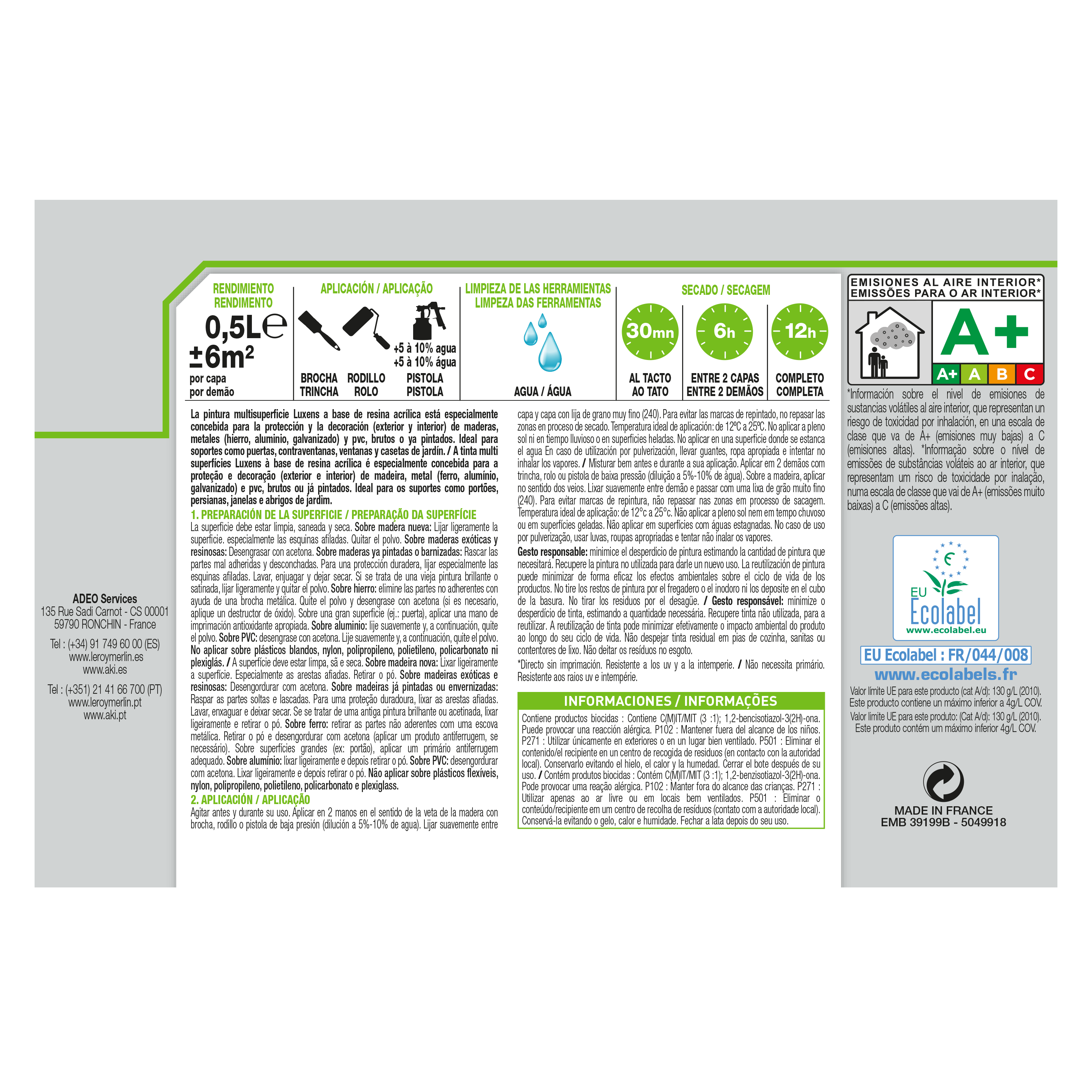 Pintura exterior color rojo para madera, pvc, pared LUXENS satinado 500ml base agua antigoteo - 8