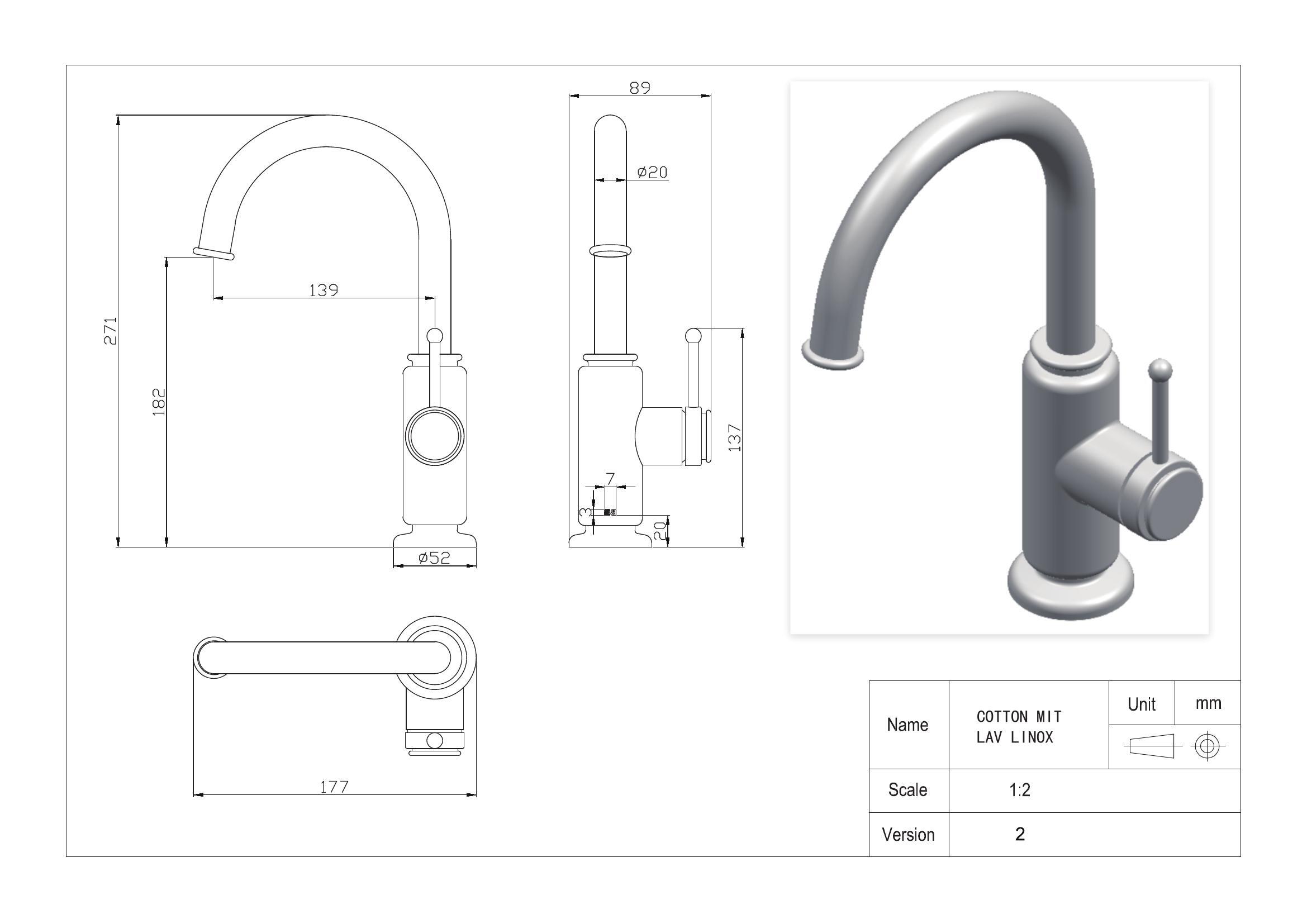 Mitigeur de lavabo inox, bec pivotant 360°, bonde incluse, Cotton, ESSEBAGNO - 5