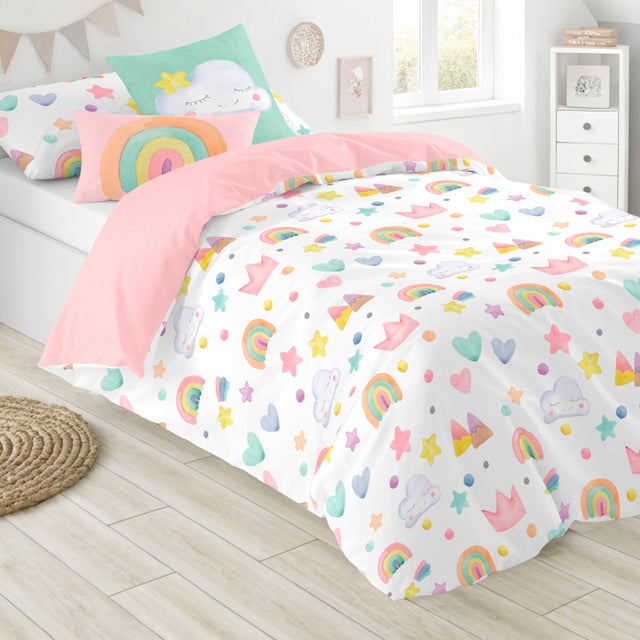 Funda nórdica reversible Confetti algodón 144 hilos animales para cama de 90 cm