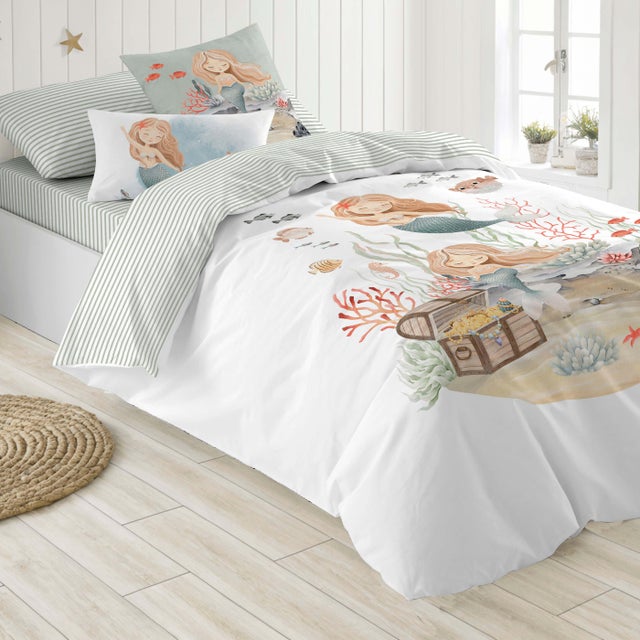 Juego de funda nórdica Anthina algodón 144 hilos reversible para cama 90 cm
