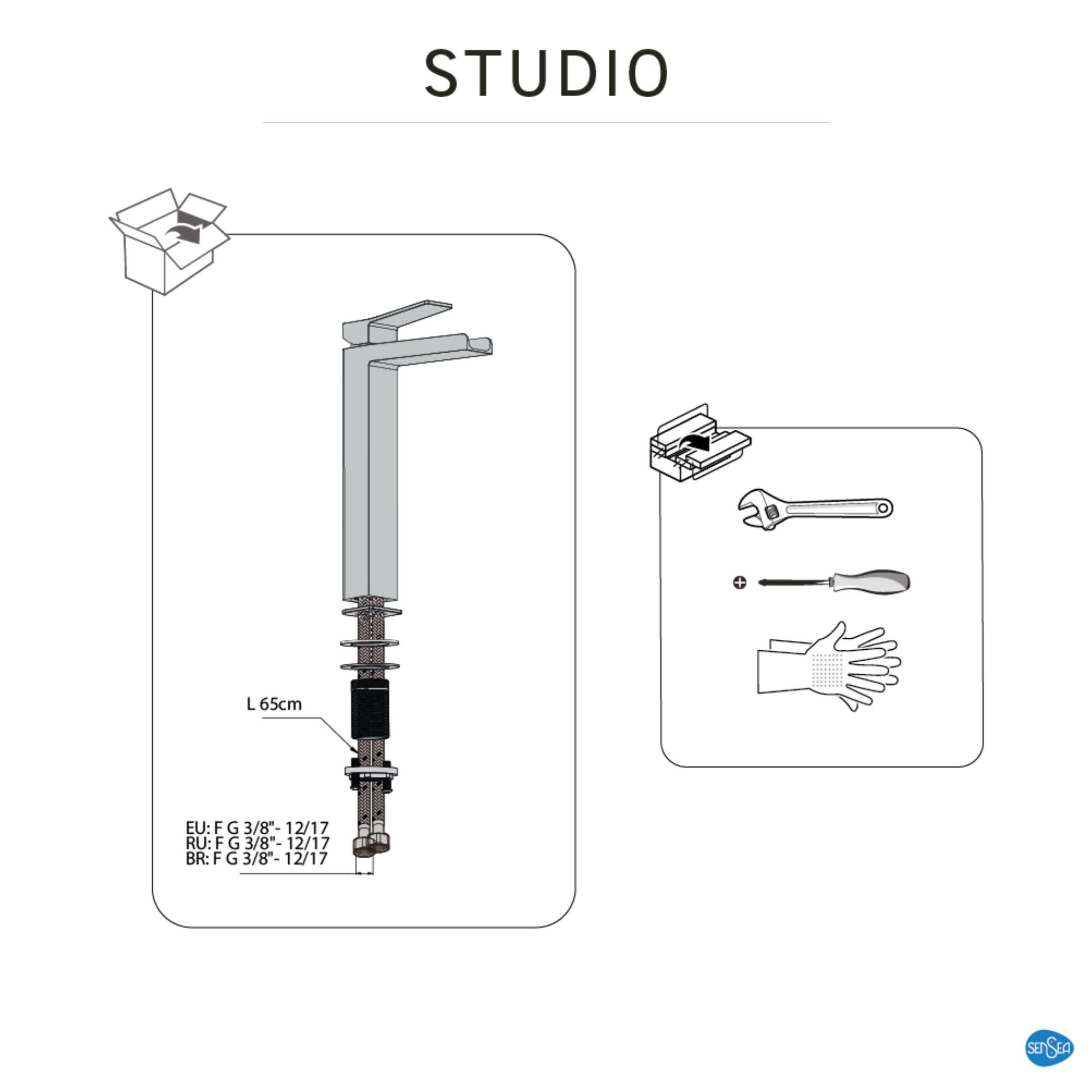 Rubinetto per lavabo getto a cascata d'acqua Studio cromato lucido SENSEA H 31 cm - 9