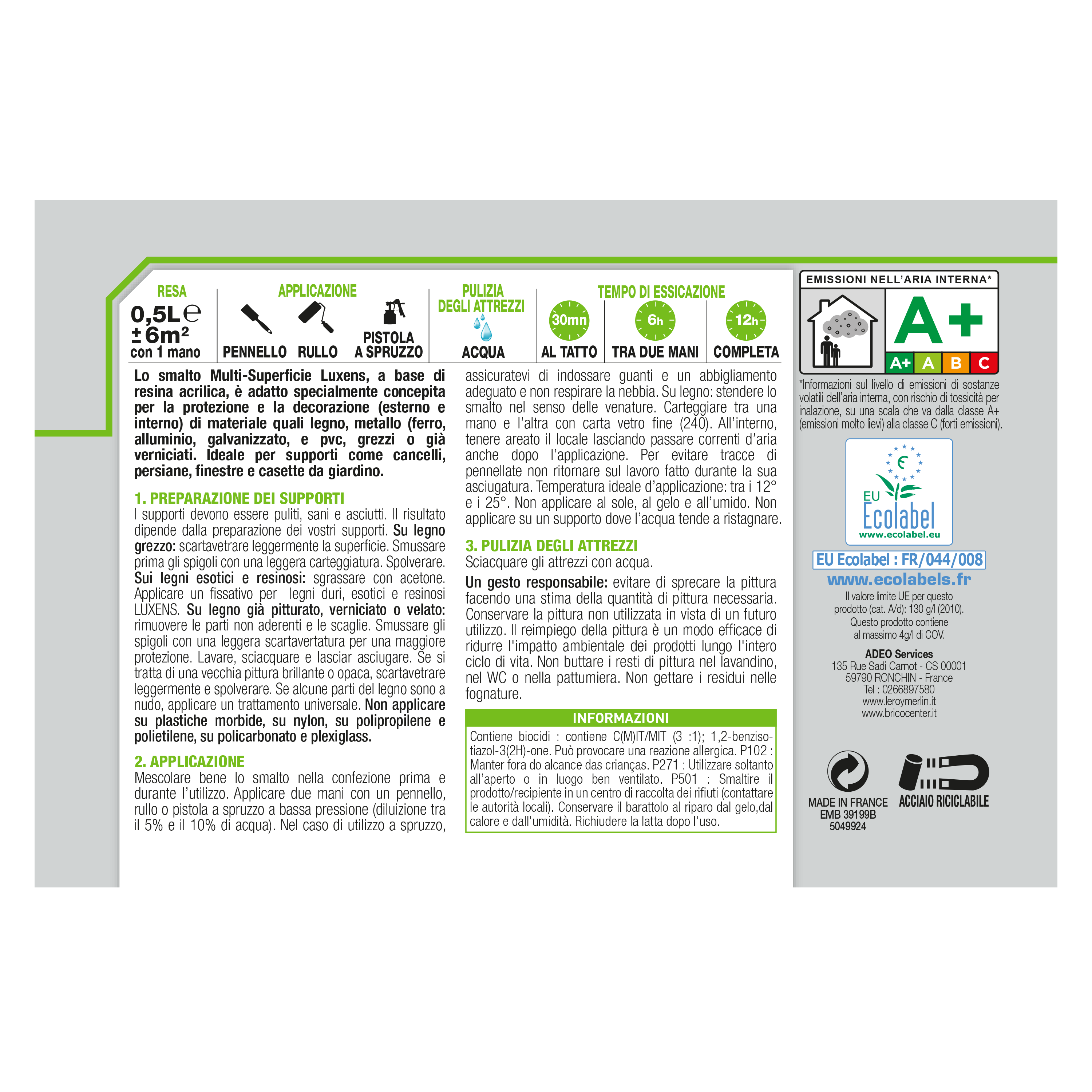 Vernice da esterno antigoccia per legno e plastica e ferro LUXENS marrone trench 3 satinato, 0.5 l - 6