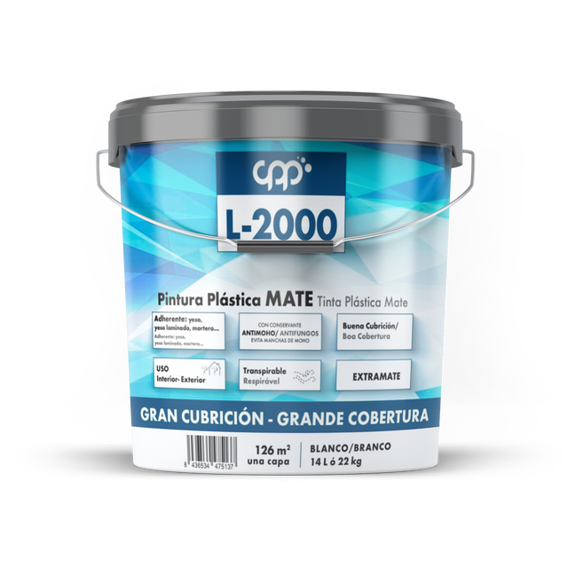 PINTURA PLÁSTICA BLANCA MATE 14L L2000