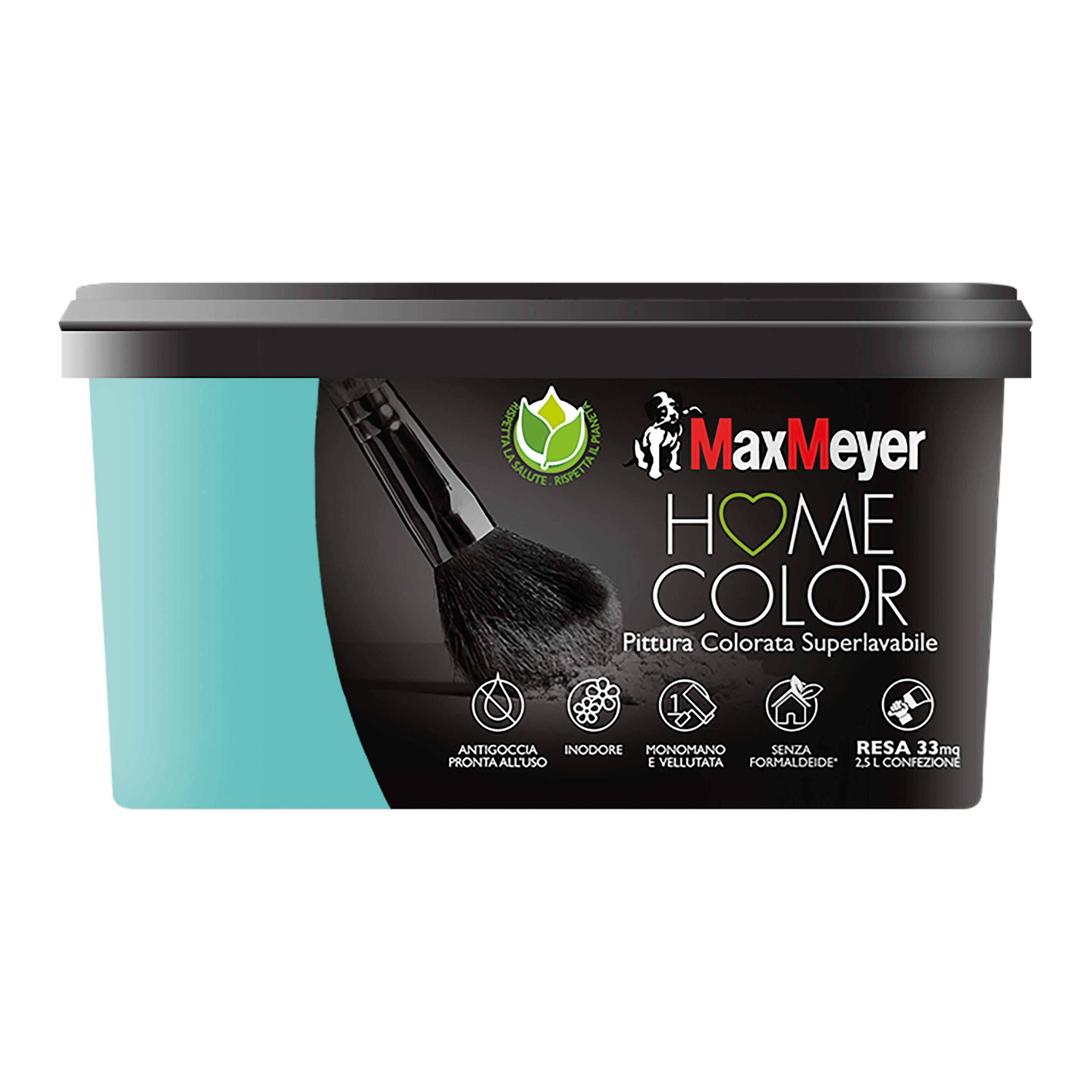 Pittura per interni super lavabile, MAXMEYER Home Color azzurro elba opaco, 2.5 L - 3