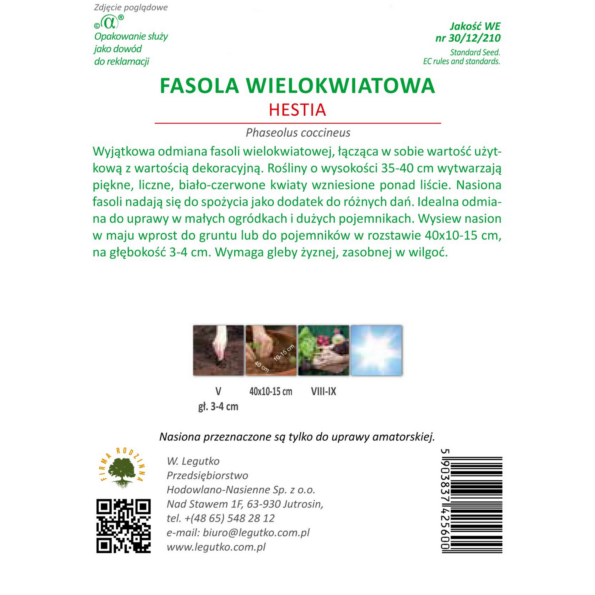 Fasola wielokwiatowa Hestia nasiona warzyw W.Legutko