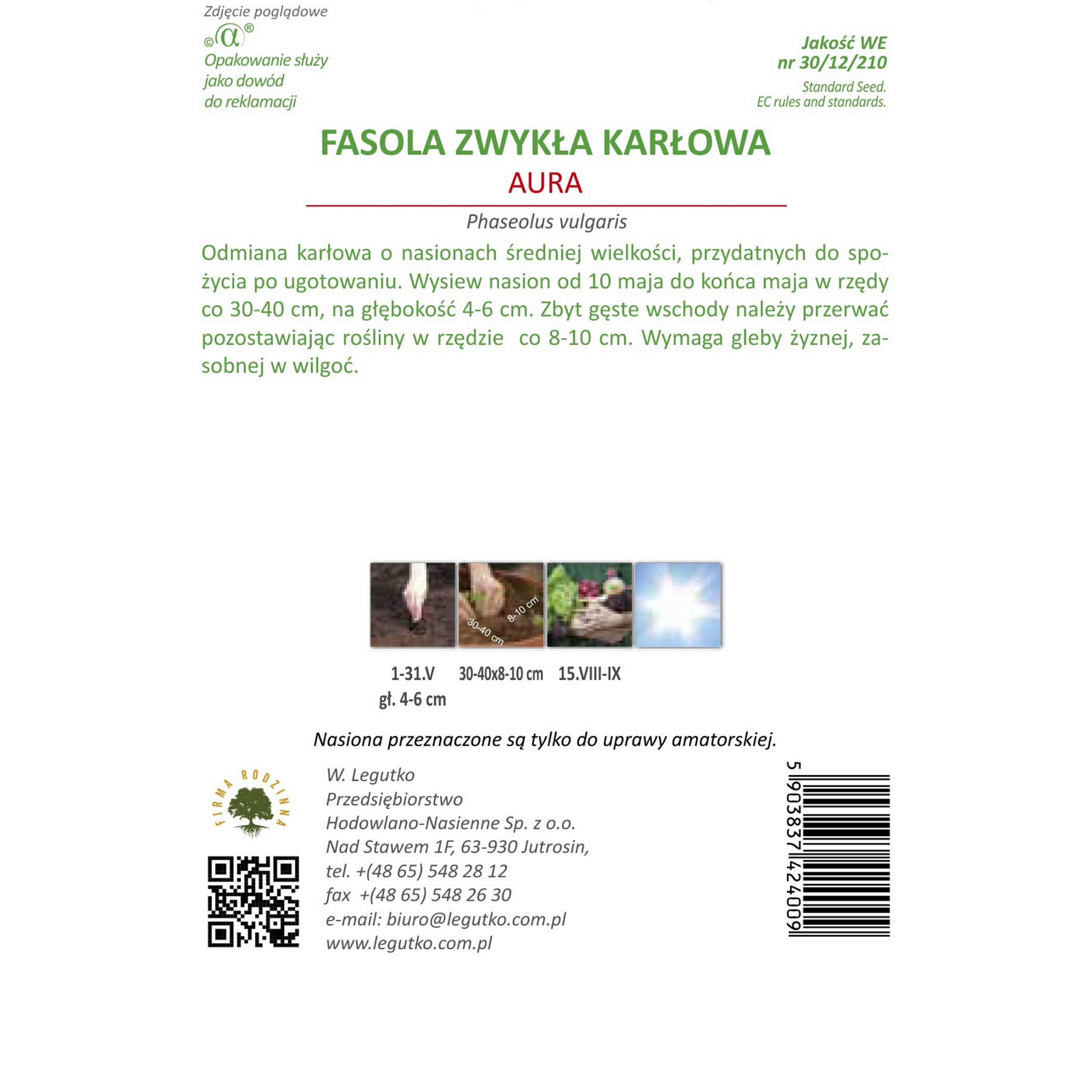 Fasola zwykła karłowa Aura nasiona warzyw W.Legutko