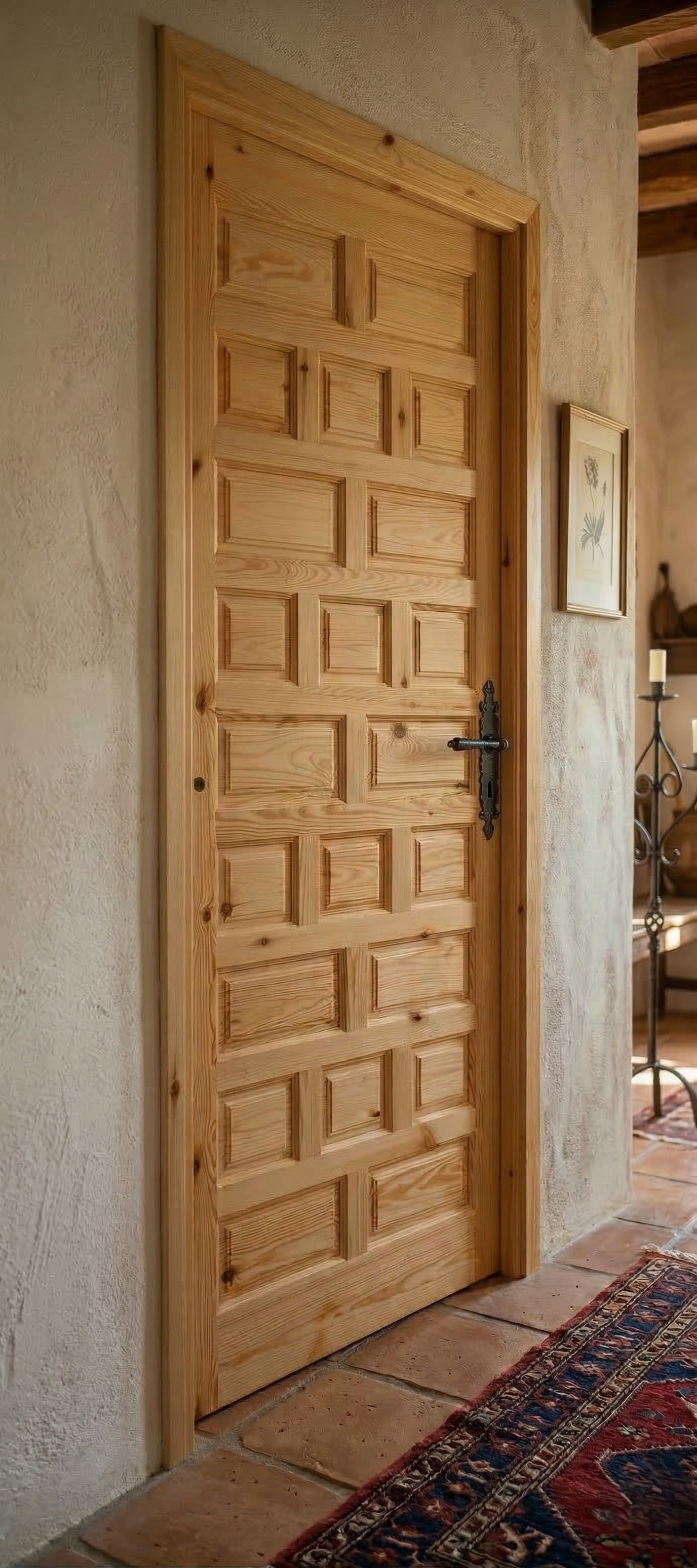  PUERTA INTERIOR EN BLOCK MACIZA PINO CASTELLANA 62,5 CM IZQUIERDA                           - 2