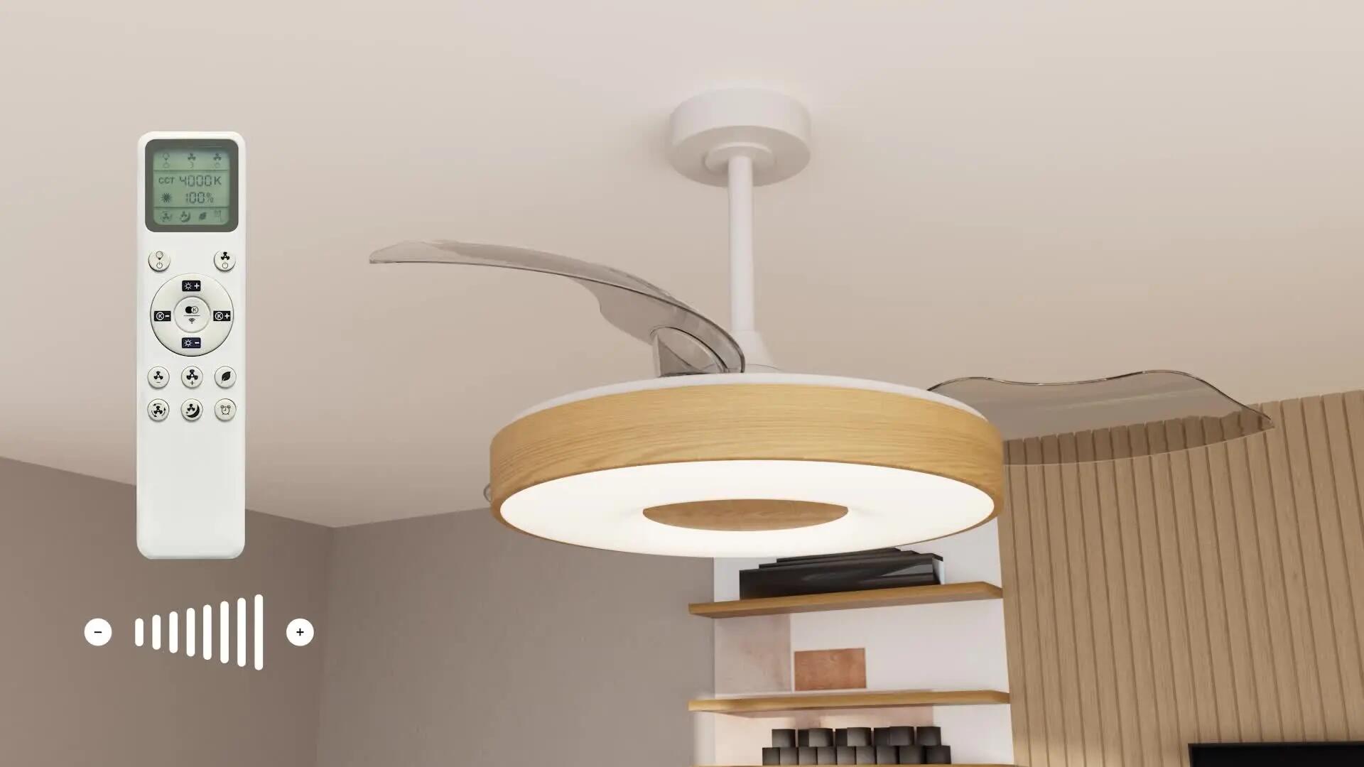 Ventilador de techo con luz silencioso DC 30W con mando y app ø106 cm Coin Fan Smart MANTRA blanco luz CCT 3 aspas retráctiles tipo lámpara| 8 velocidades| modo verano/invierno| brisa| recomendado de 13 a 20m² - 8