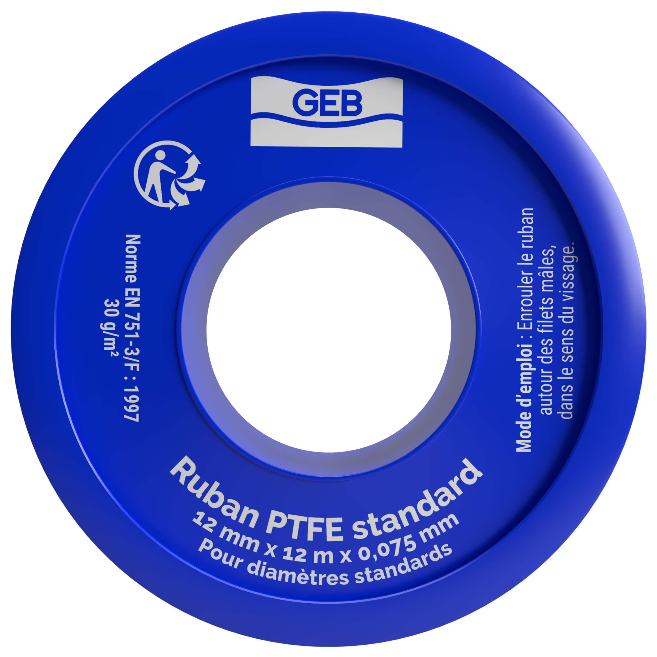 Taśma teflonowa do wody PTFE 12 mm/12 mb GEB