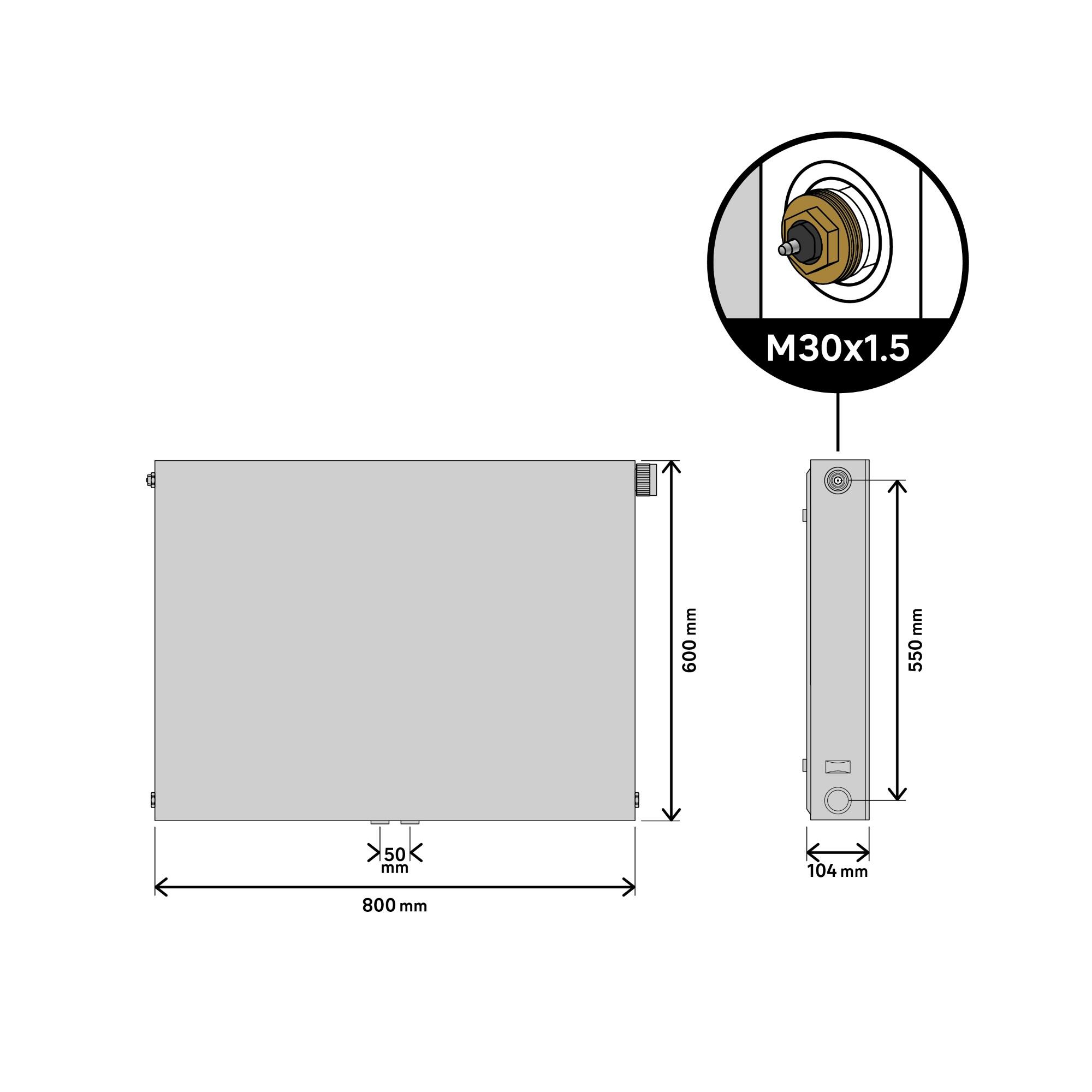 Radiator otel Equation, panou frontal neted, 22 x 600 x 800 mm