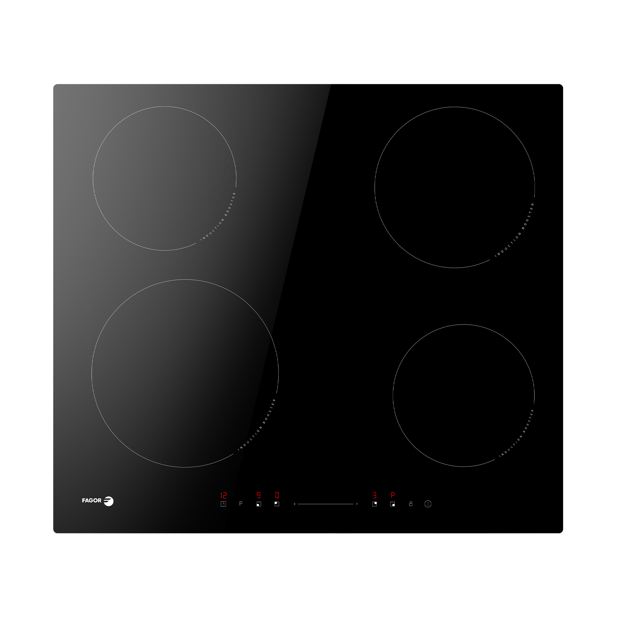 placa de induccion fagor 3if-41bc con 4 zonas de coccion zona grande de 21cm 7350 w negro 60cm