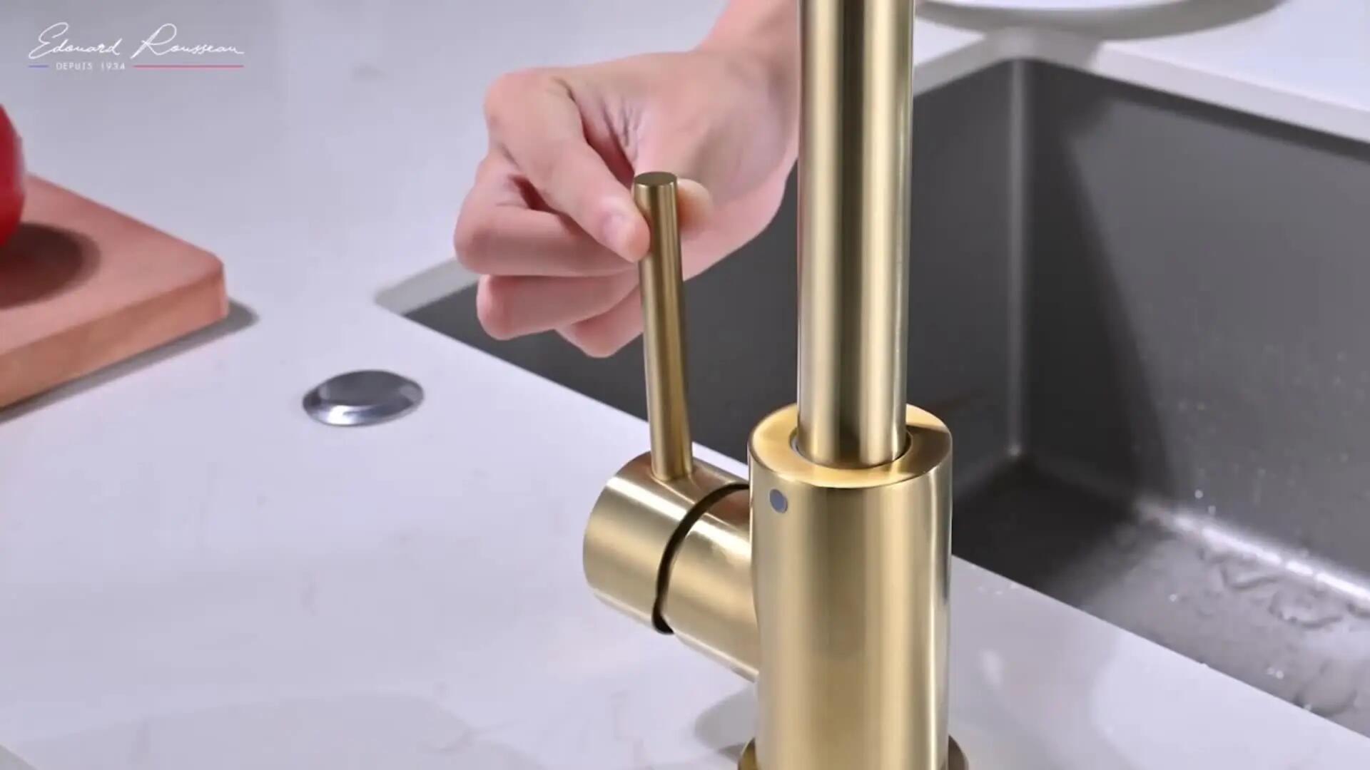 Grifo de cocina monomando caño alto Ilo EDOUARD ROUSSEAU dorado mate - 2