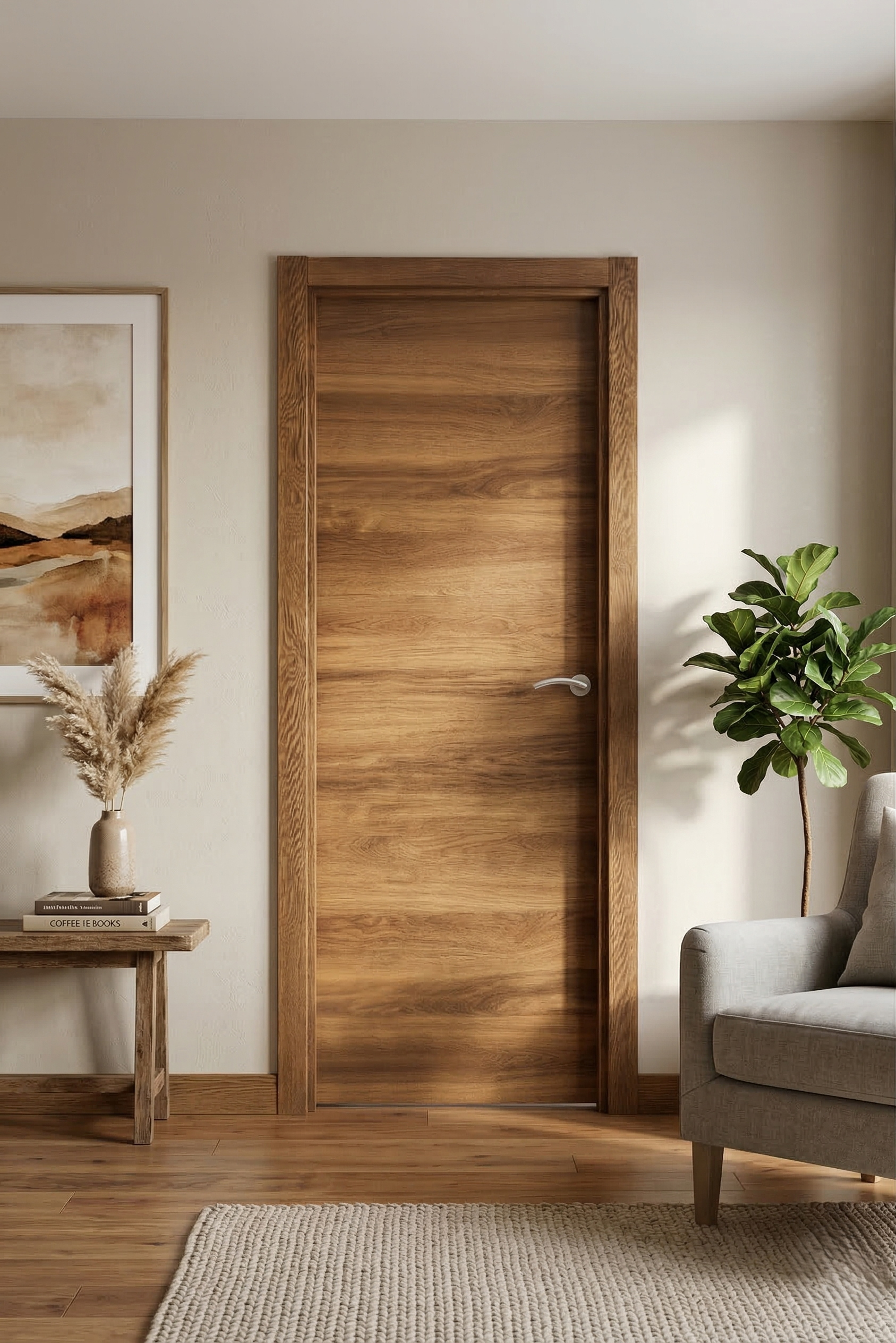 PUERTA ABATIBLE EN BLOCK VINILO NOGAL 72,5CM CIEGA IZQUIERDA - 2