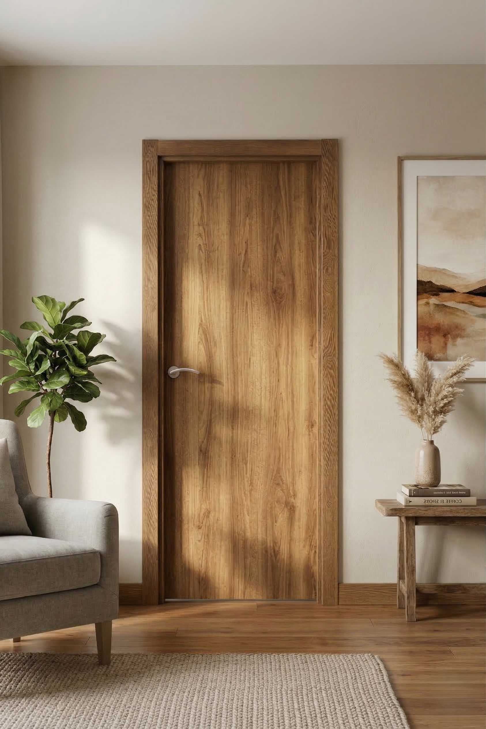 PUERTA ABATIBLE EN BLOCK VINILO NOGAL 62,5CM CIEGA DERECHA - 2