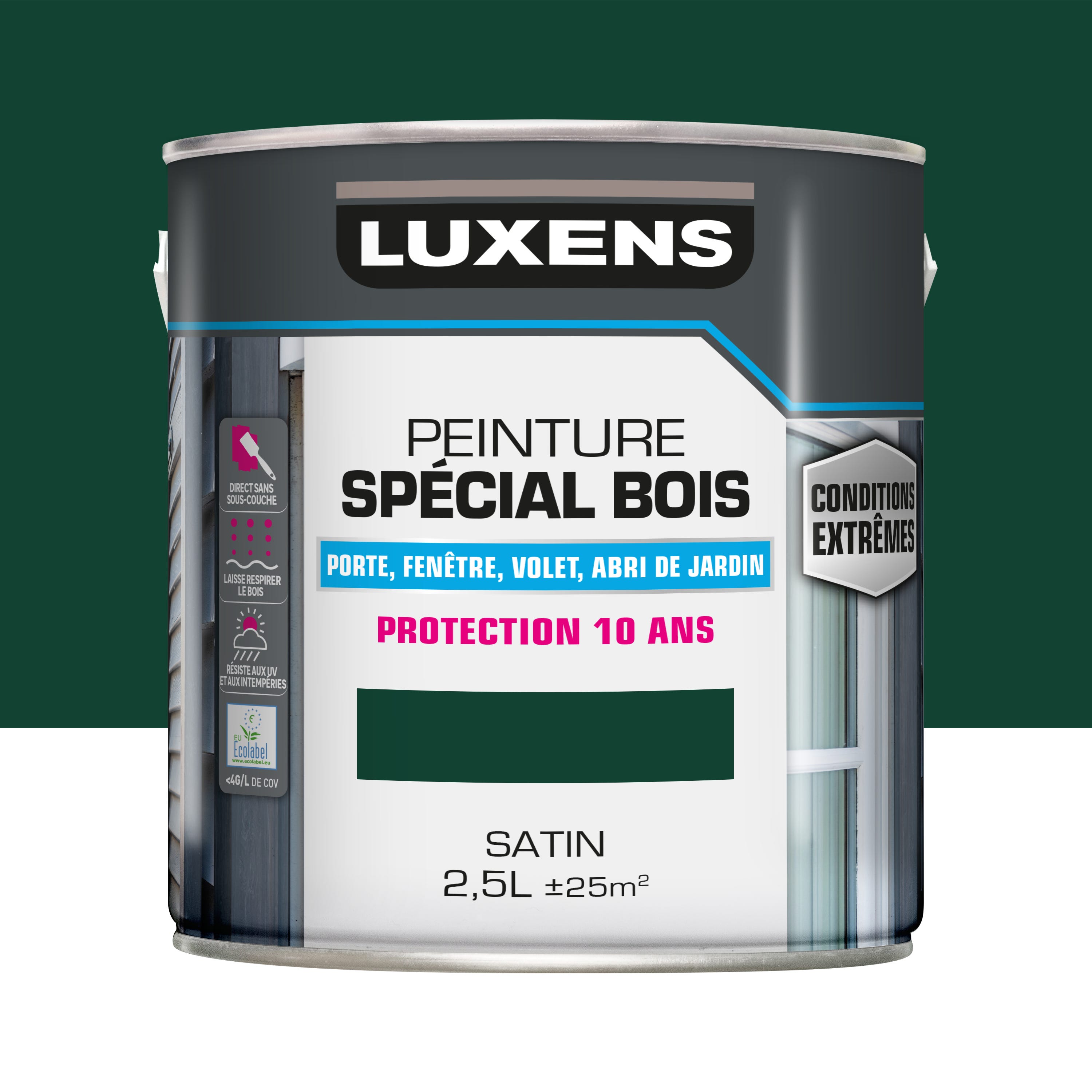 Peinture extérieure bois, Conditions extrêmes LUXENS vert mousse satiné ...