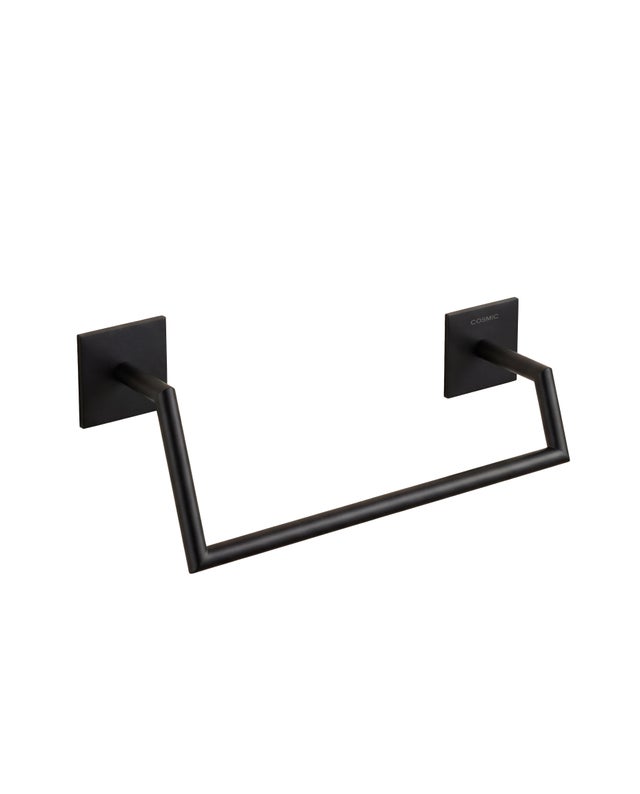 Toallero de aro negro mate para pegar Link 25.5x10x7 cm