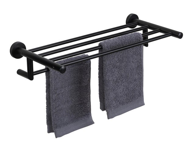 Toallero de pared negro mate para atornillar Orea 53x11x25 cm