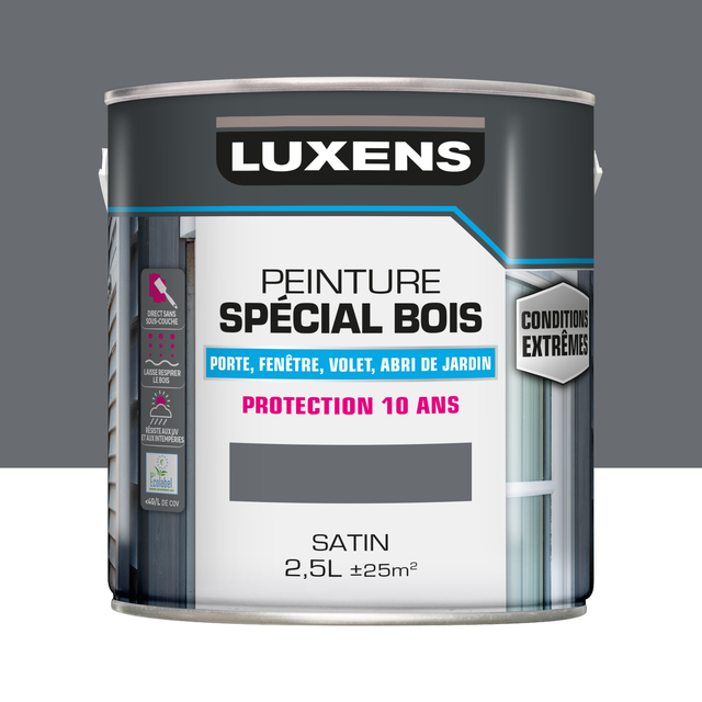Peinture extérieure bois, mdf, osb Conditions extrêmes LUXENS granit 2 satiné  2
