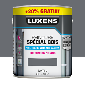 Peinture extérieure bois Conditions extrêmes LUXENS granit 2 satiné  2.5L+20% gr