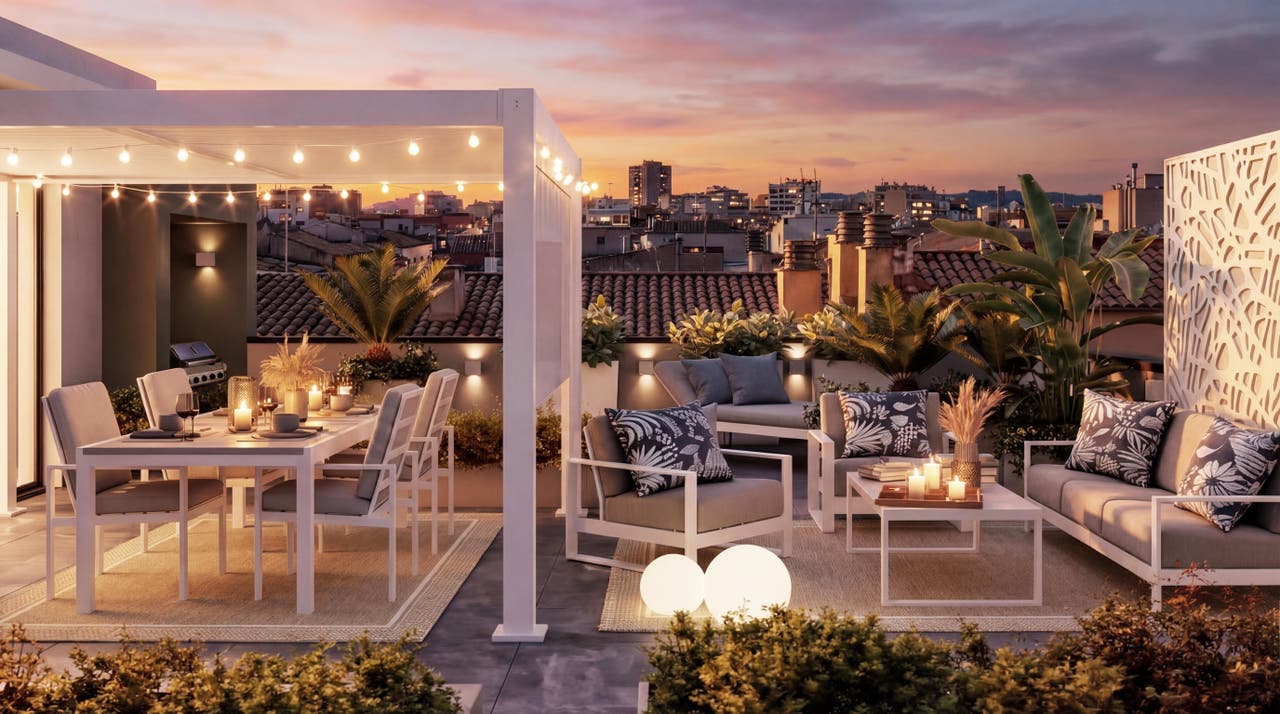 Diapositive Un terrazzo bianco elegante e funzionale
