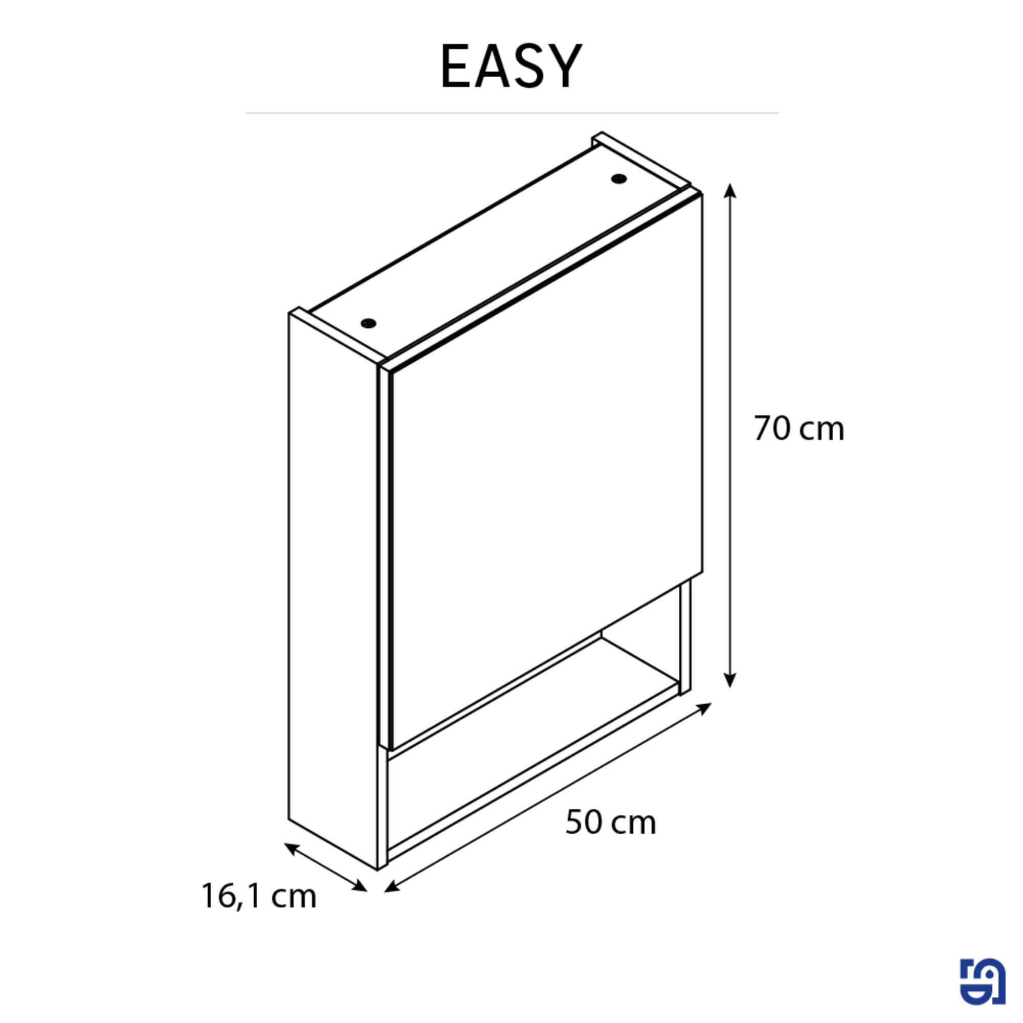 Dulap baie cu oglinda Sensea Easy, 50 x 70 x 16.1 cm, stejar