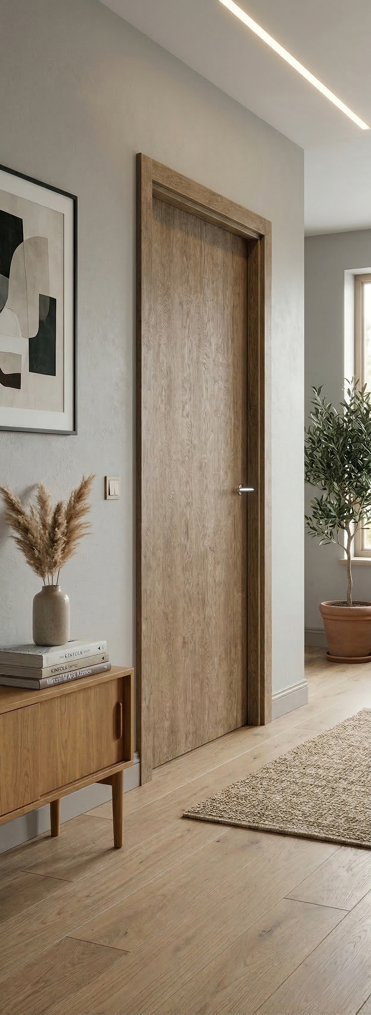 PUERTA ABATIBLE EN BLOCK VINILO CASTAÑO 92,5CM CIEGA IZQUIERDA - 2