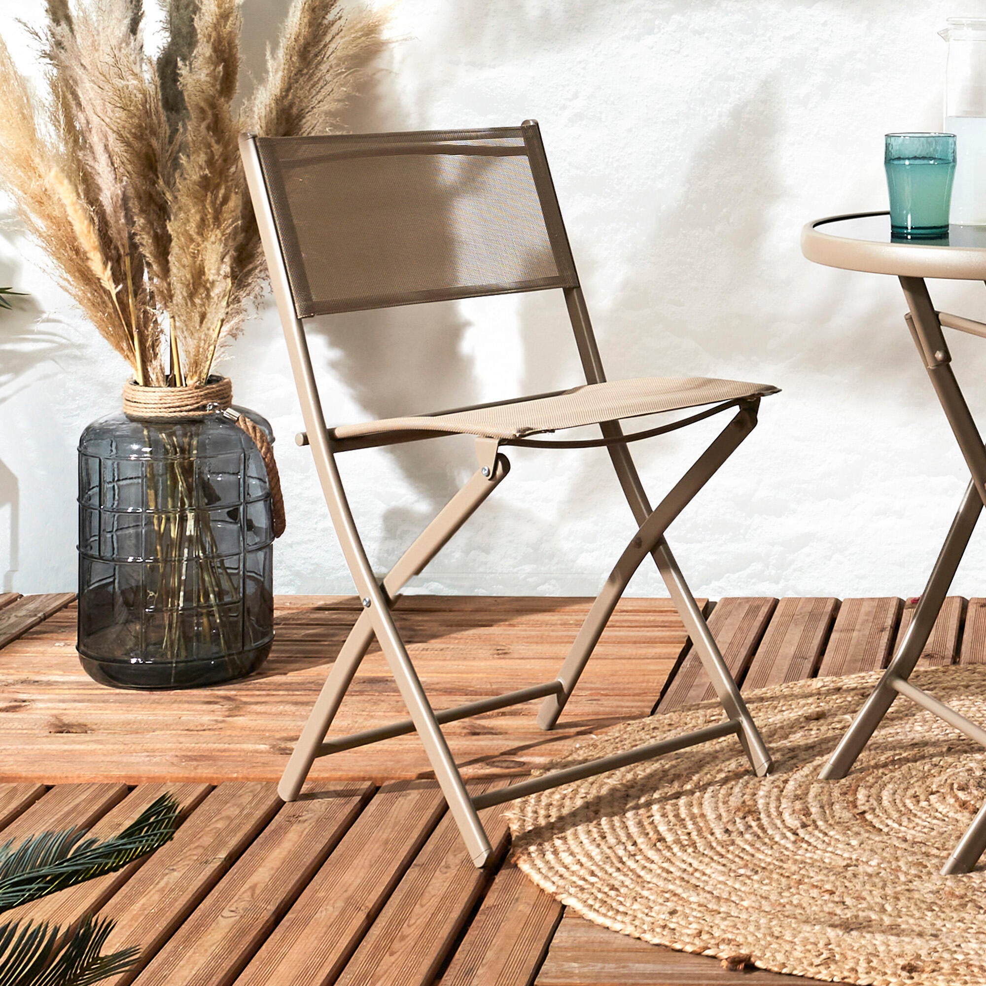 pack 4 sillas de jardin sin cojin de acero elba beige the home deco factory