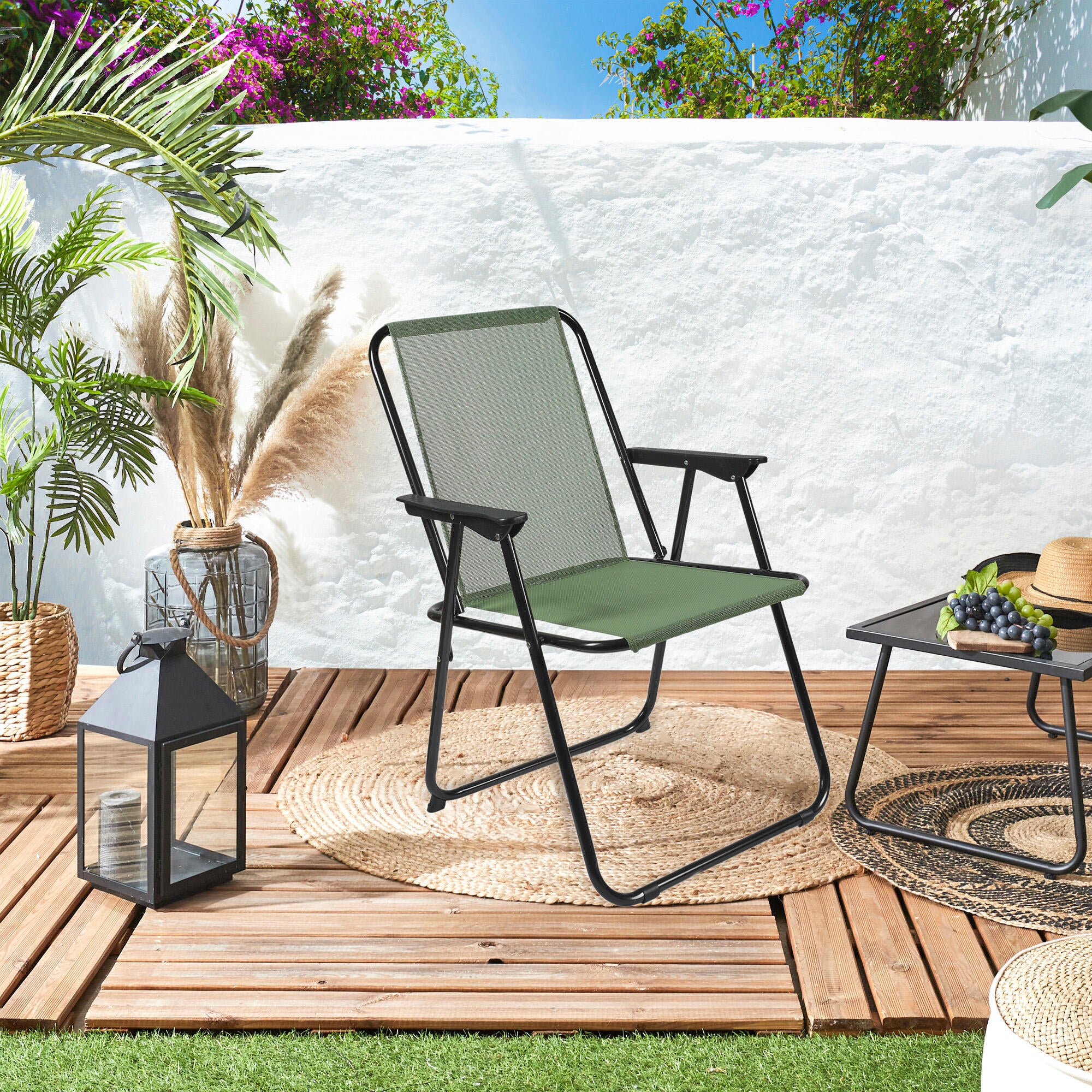 pack 4 sillas de jardin sin cojin de acero the home deco factory verde