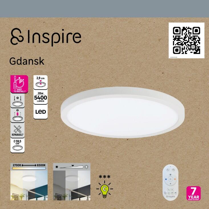 Panneau LED Gdansk Diam.59.5 cm variations blancs et intensité, INSPIRE blanc - 4