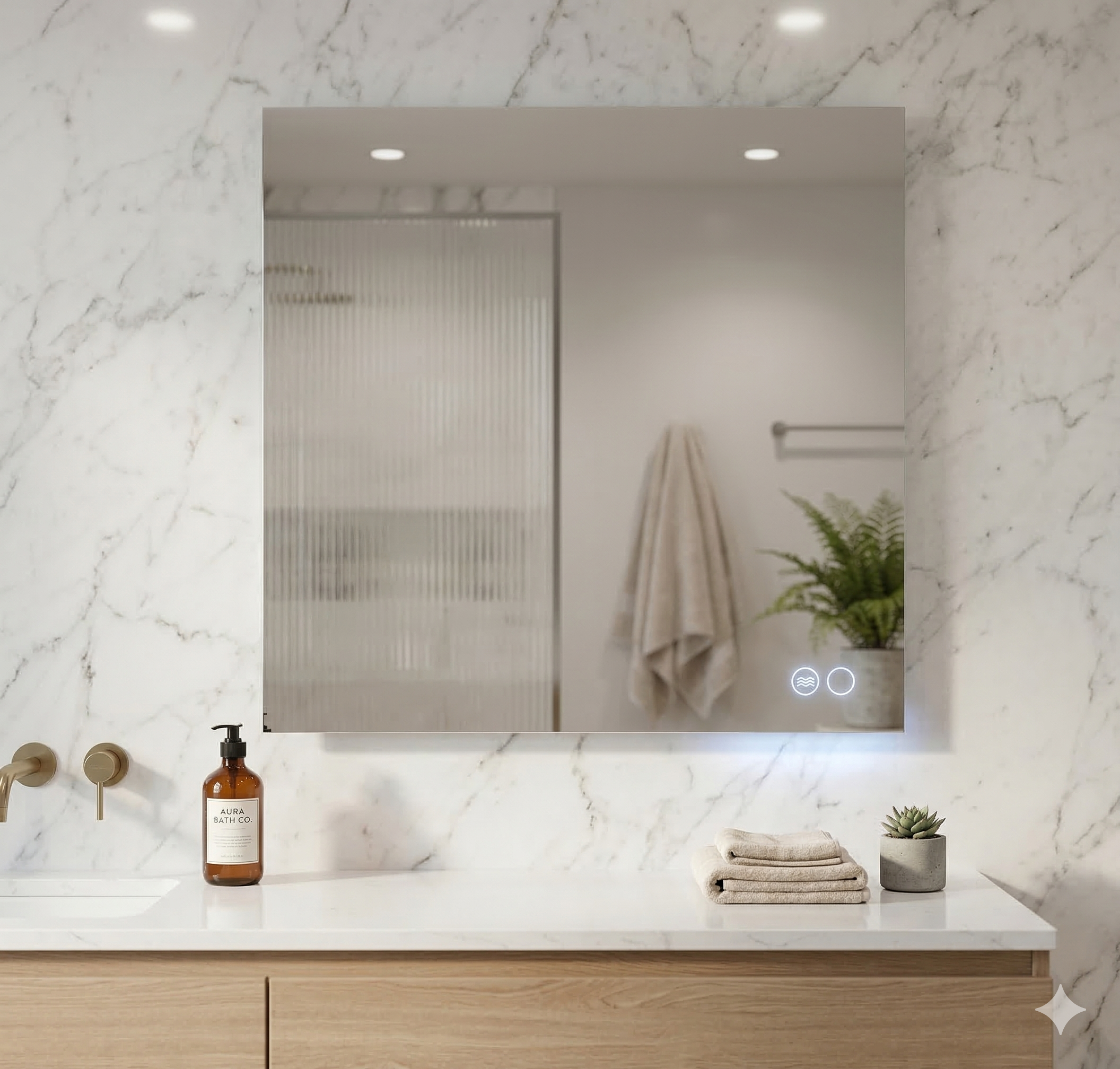 ESPEJO DE BAÑO CON LUZ LED RETRO 80X80CM - 2